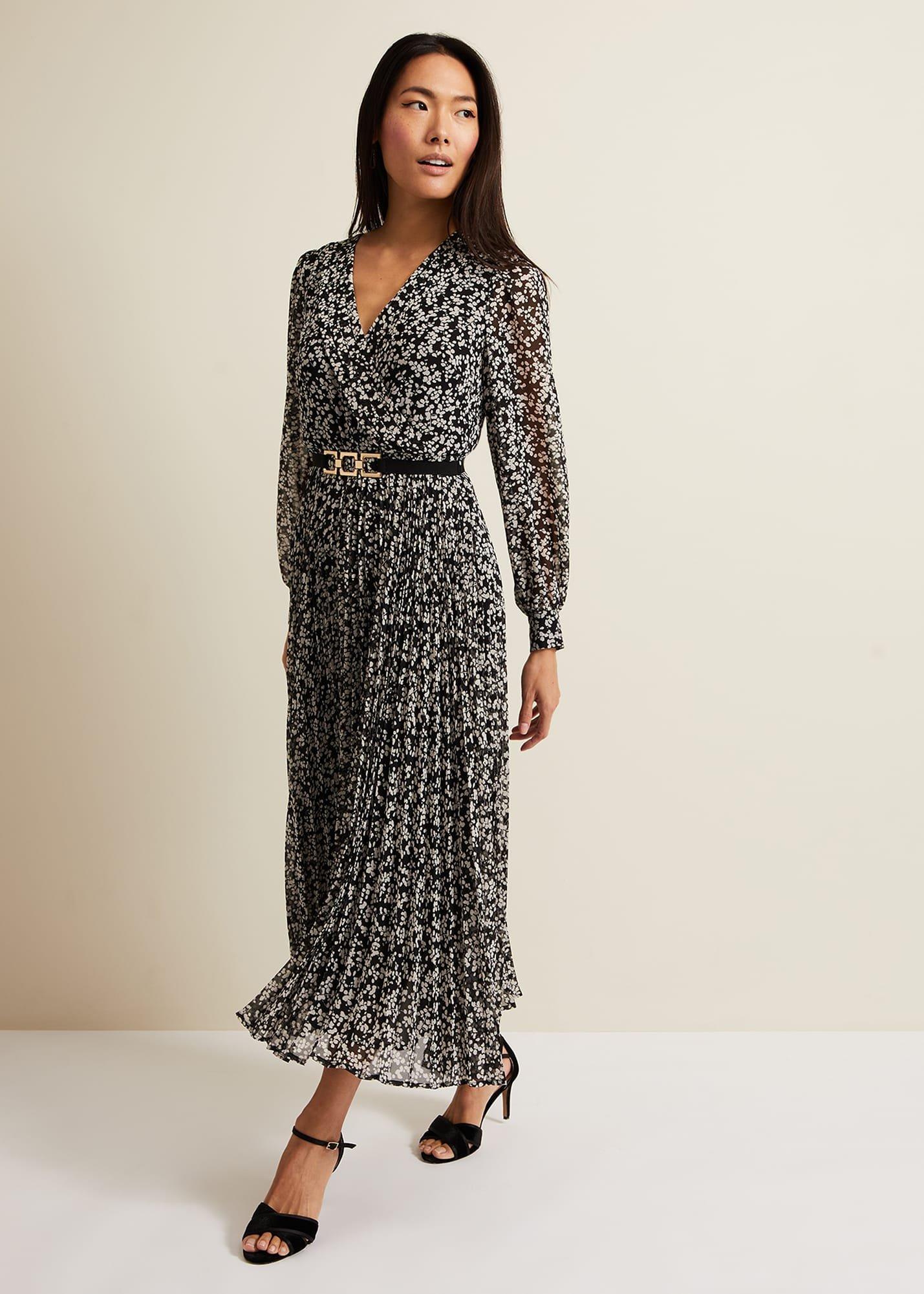 Ayana Spot Pleat Midaxi Dress