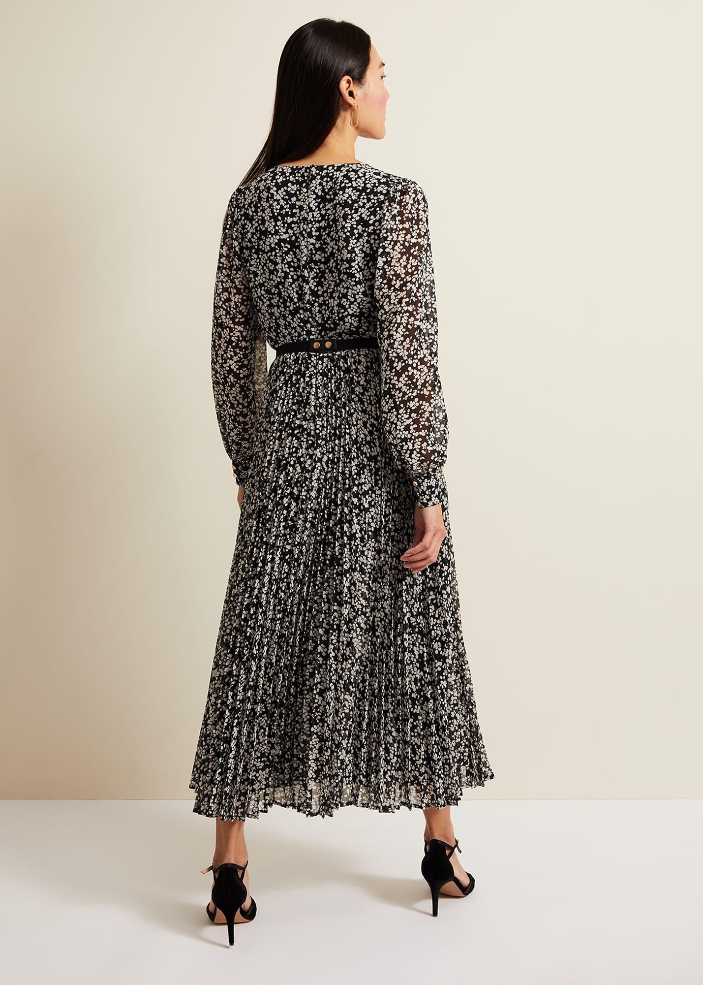 Ayana Spot Pleat Midaxi Dress