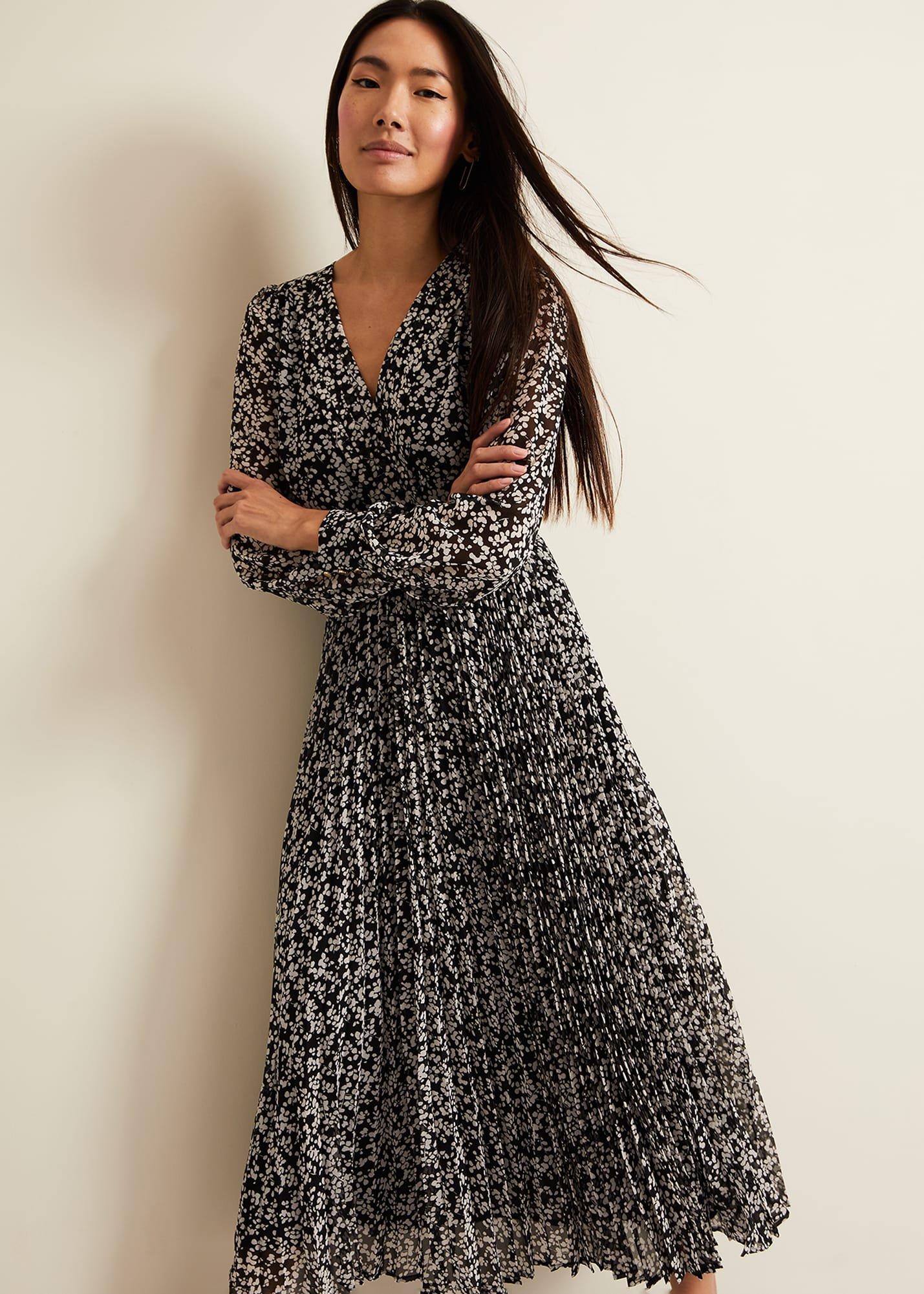 Ayana Spot Pleat Midaxi Dress