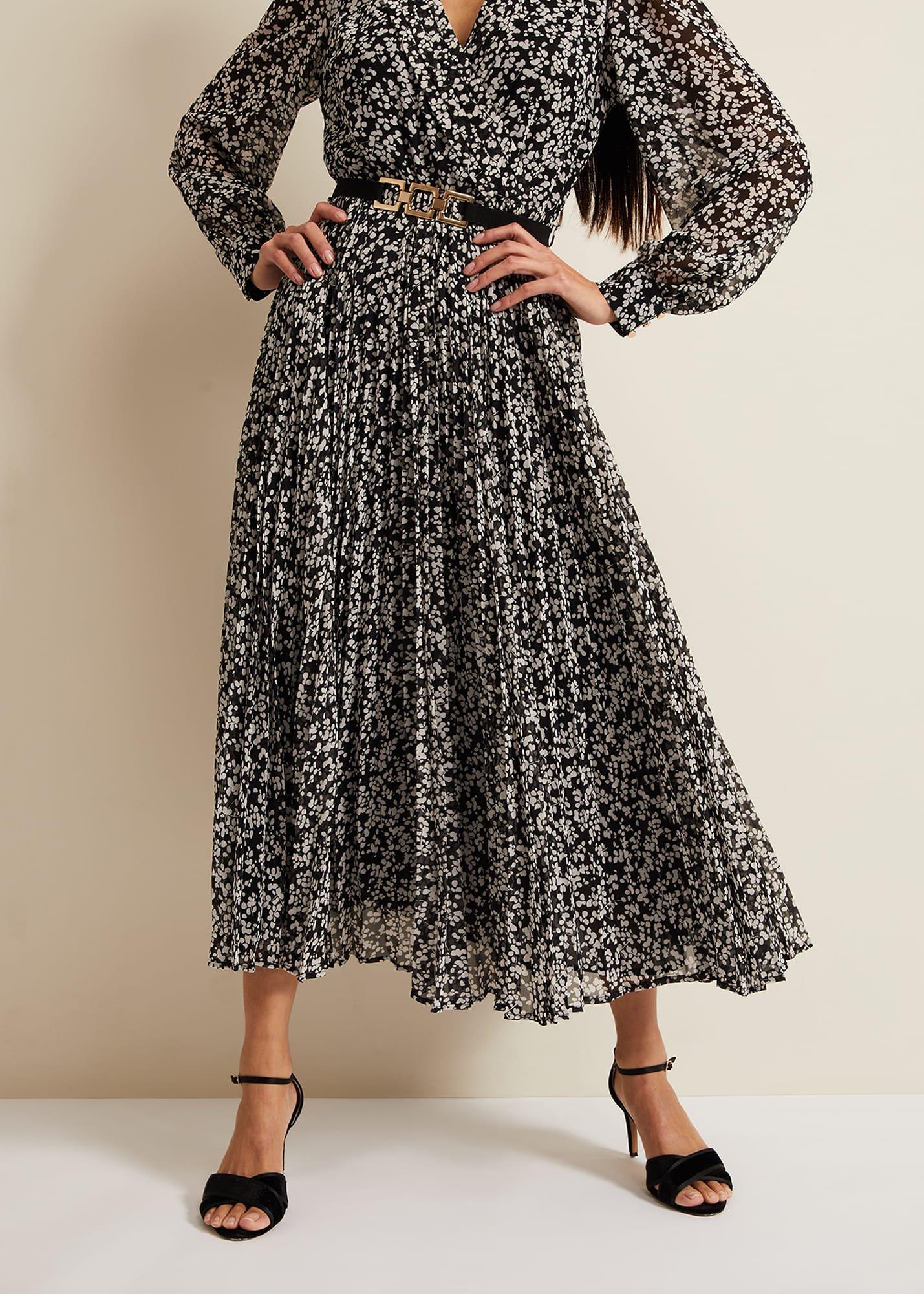 Ayana Spot Pleat Midaxi Dress