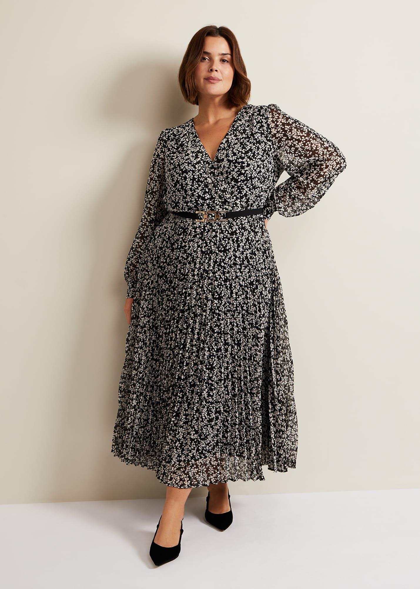 Ayana Spot Pleat Midaxi Dress