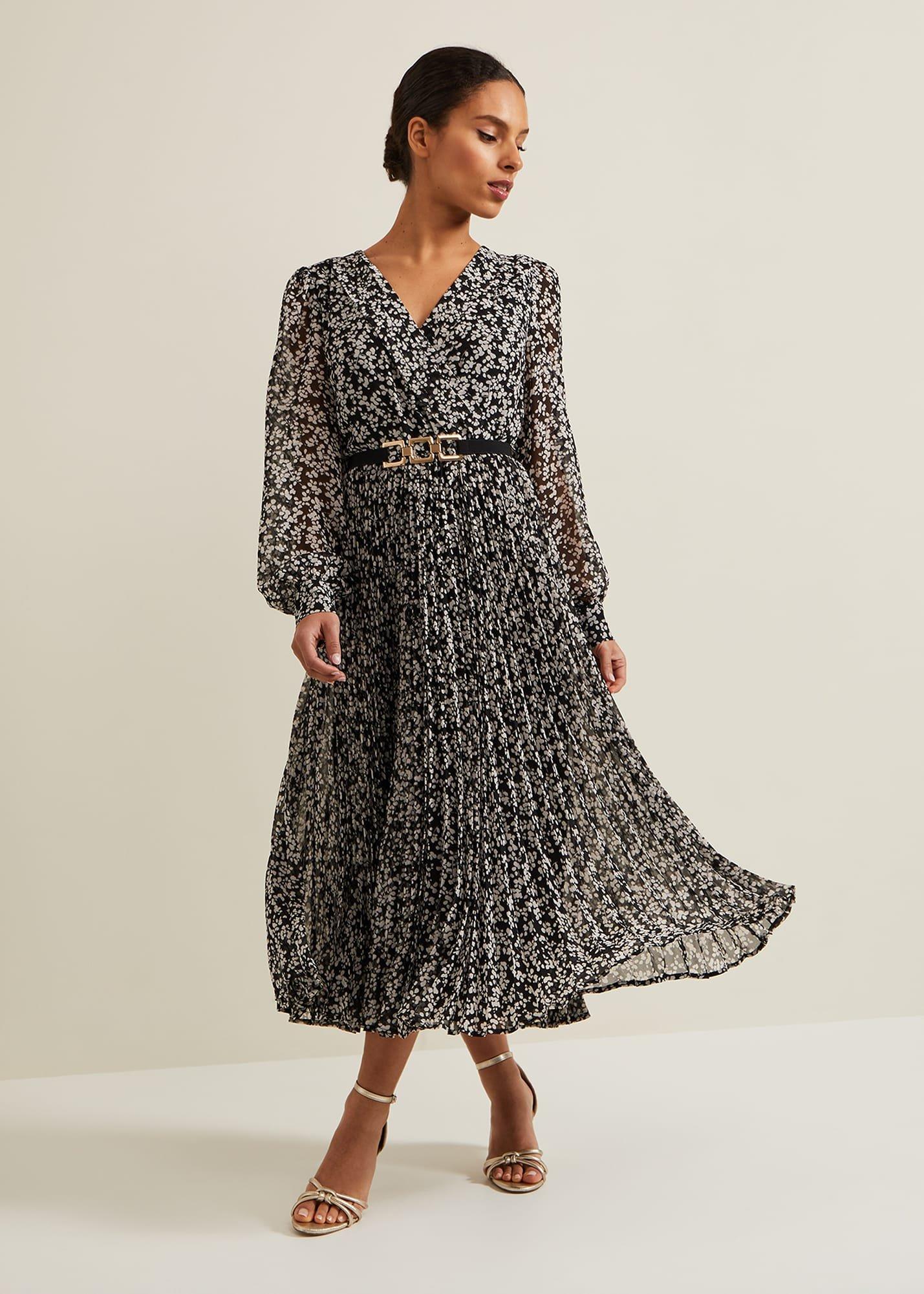 Petite Ayana Spot Pleat Midaxi Dress