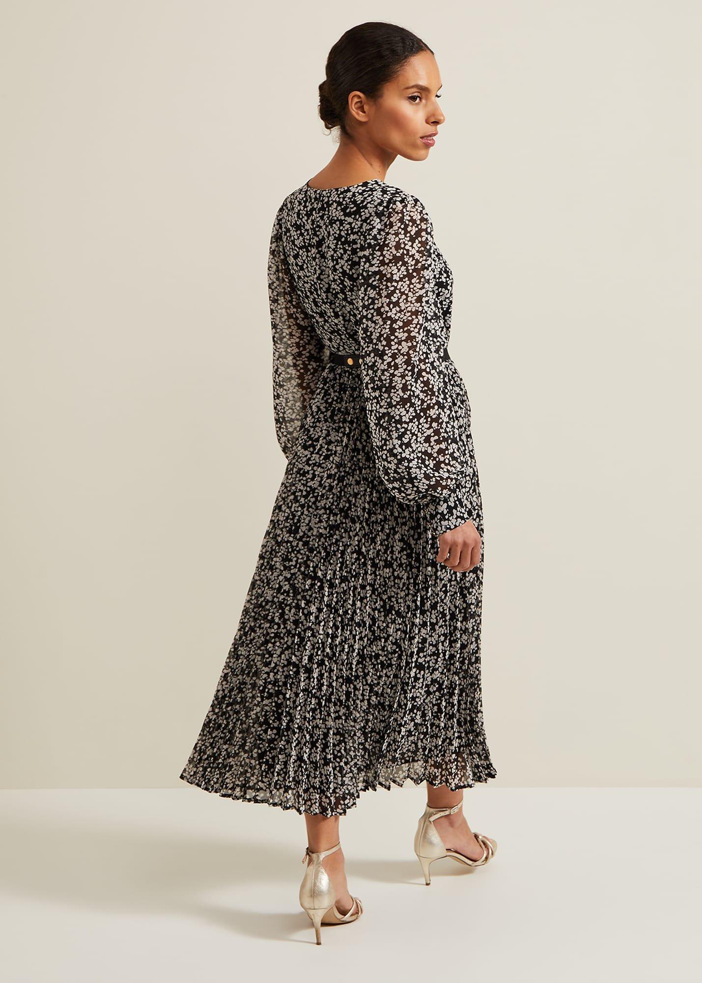 Petite Ayana Spot Pleat Midaxi Dress