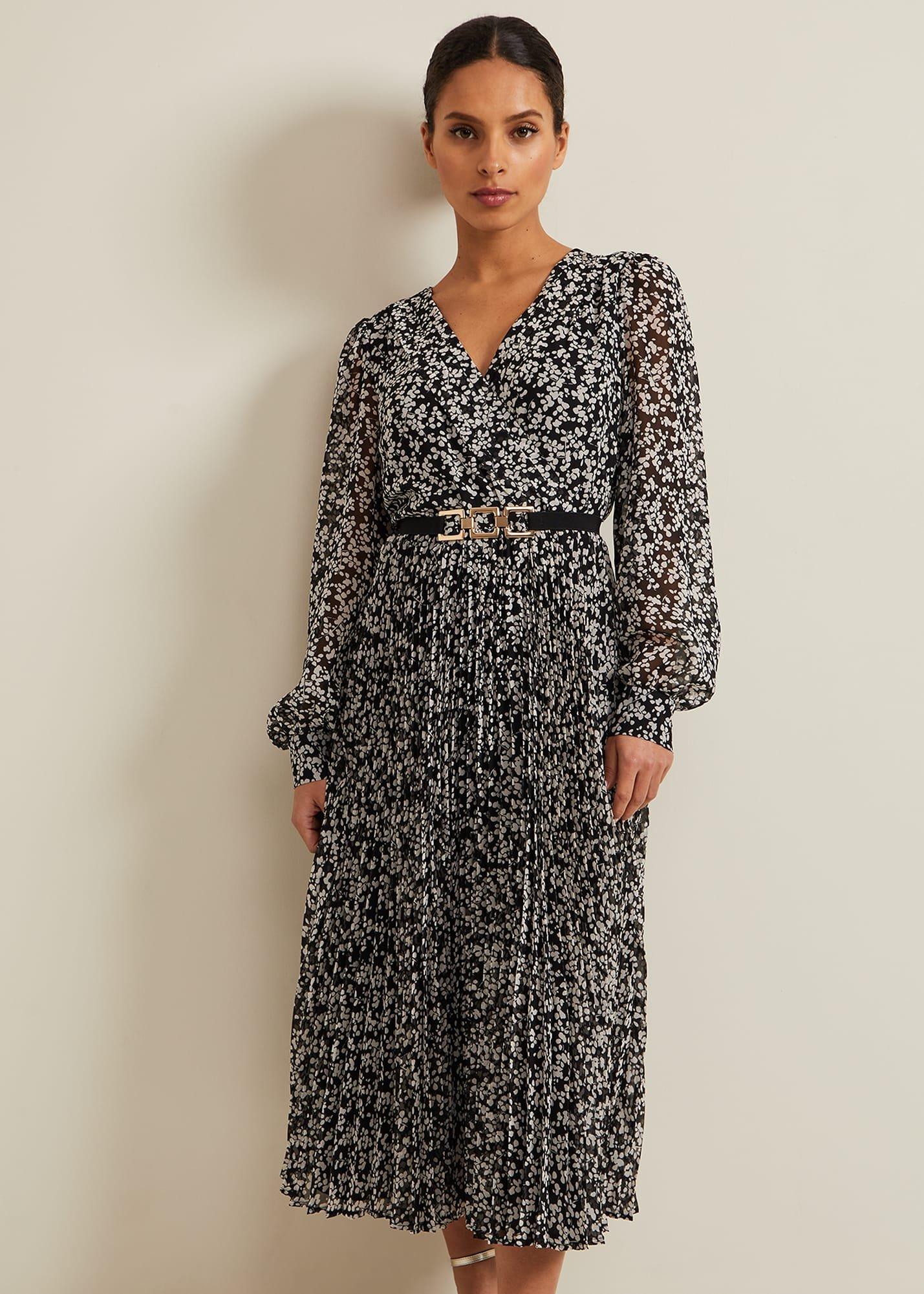 Petite Ayana Spot Pleat Midaxi Dress