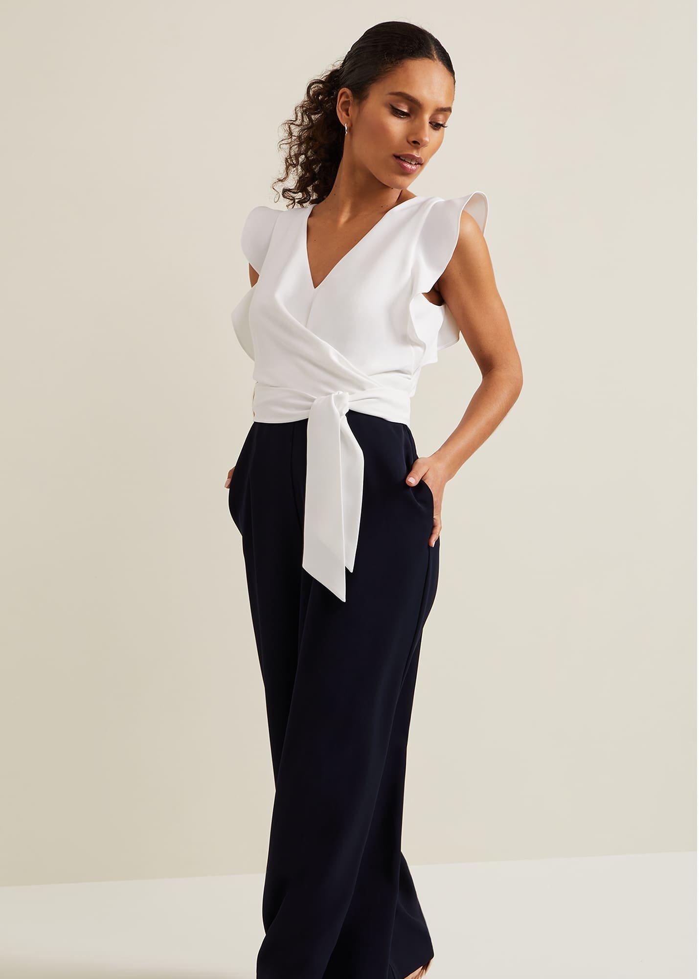 Petite Ayla Ruffle Colourblock Jumpsuit