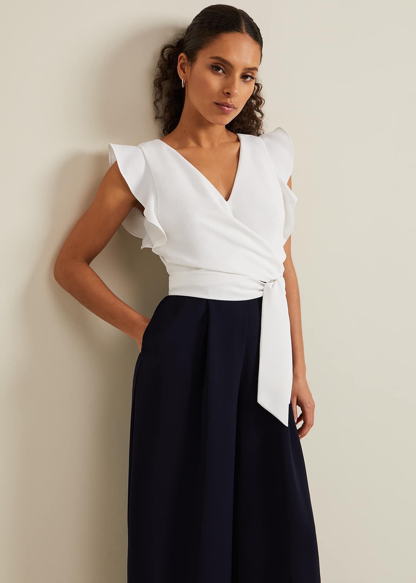 Petite Ayla Ruffle Colourblock Jumpsuit