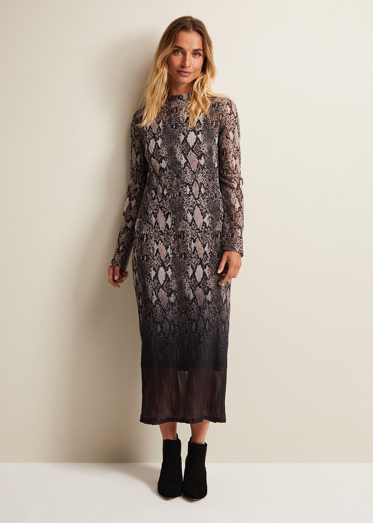 Alix Ombre Snake Midi Mesh Dress