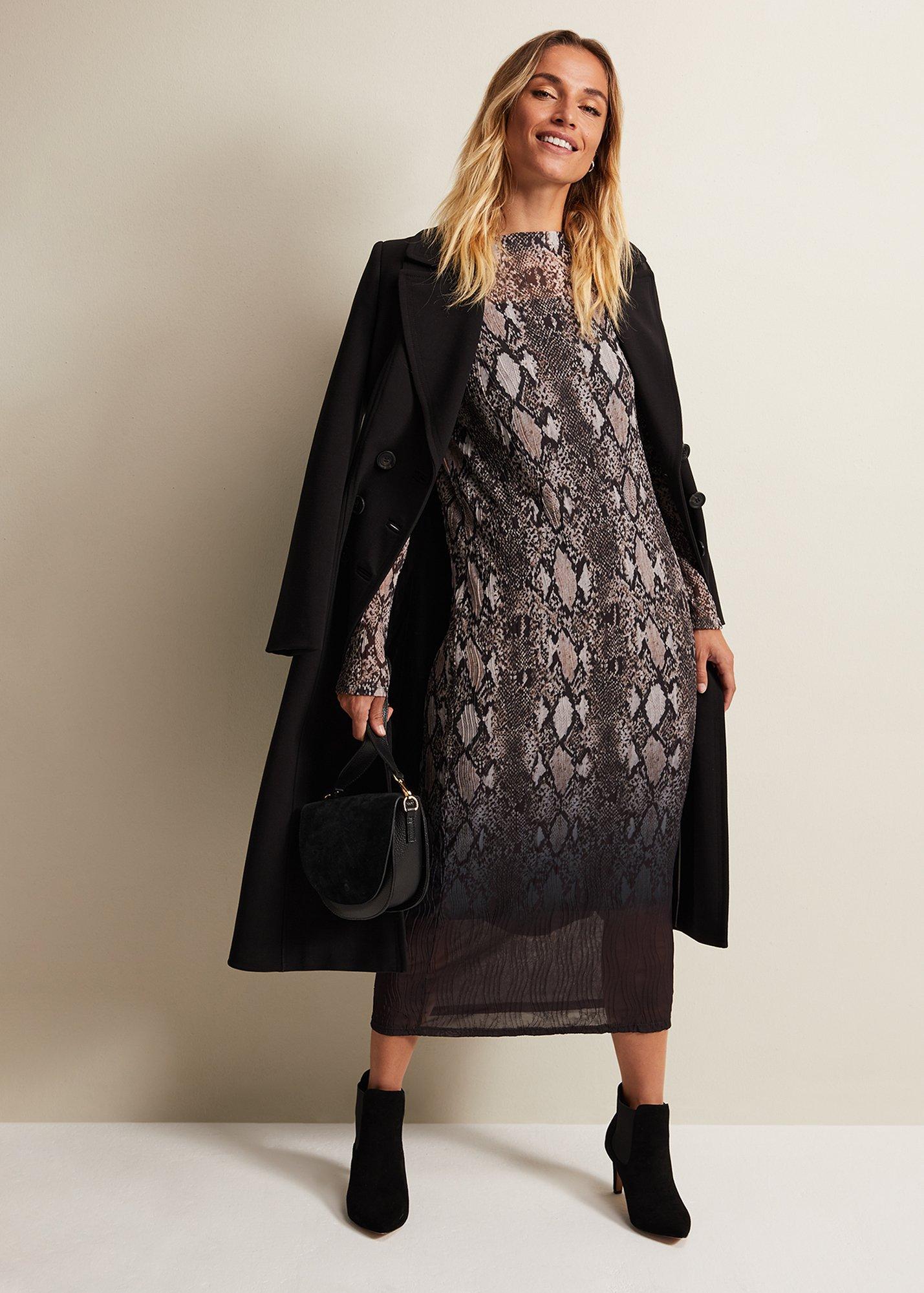 Alix Ombre Snake Midi Mesh Dress