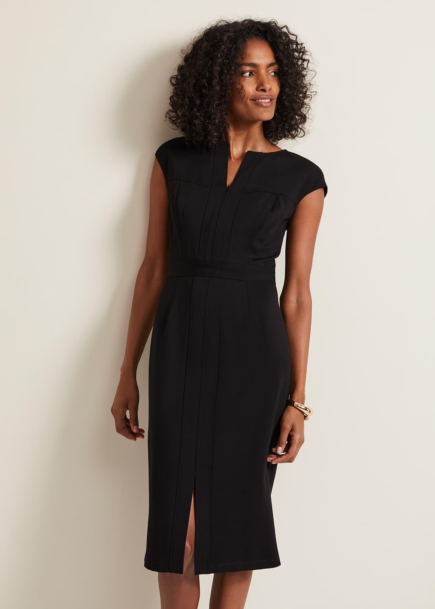 Karmie Black Ponte Bodycon Midi Dress