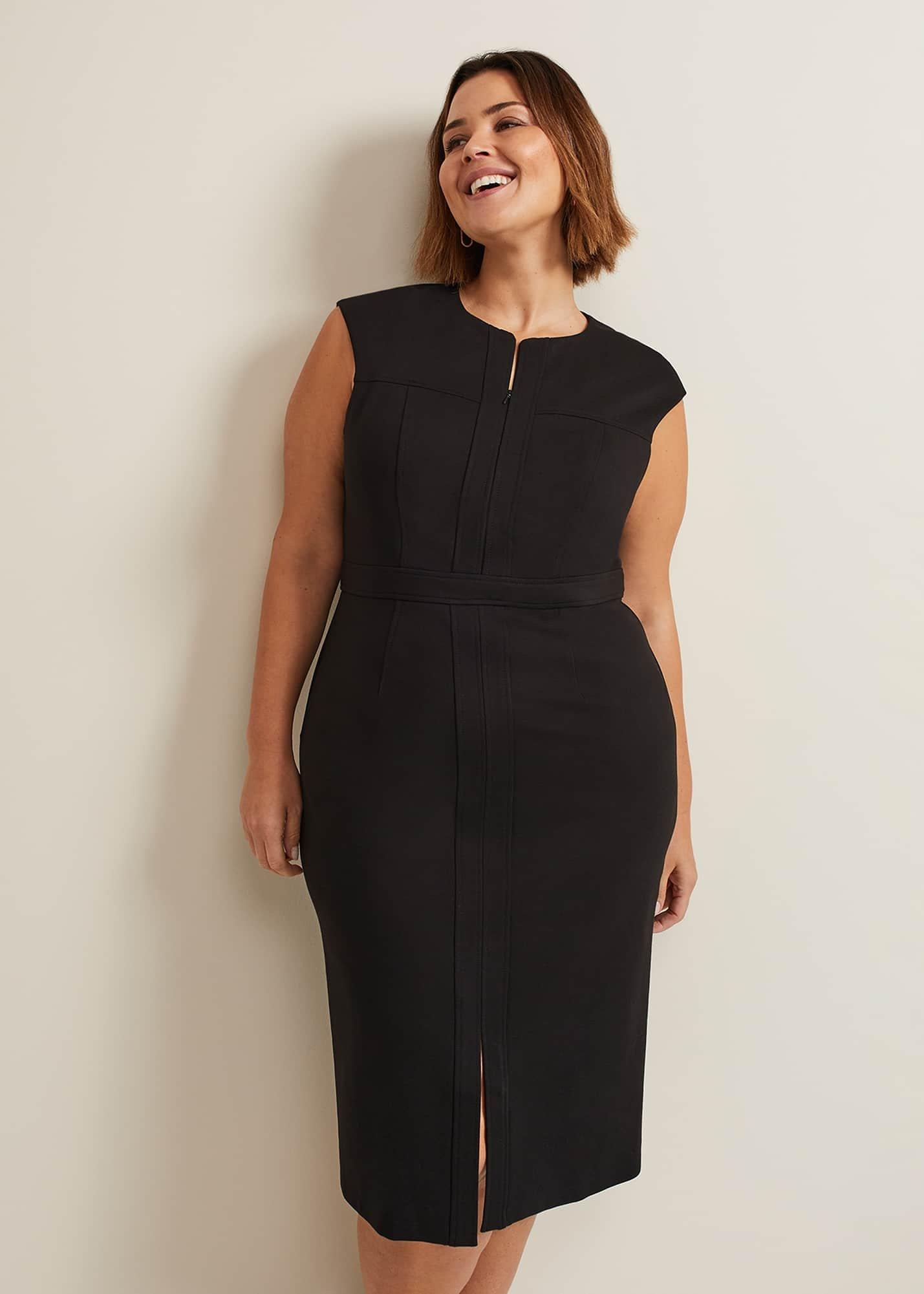 Karmie Black Ponte Bodycon Midi Dress