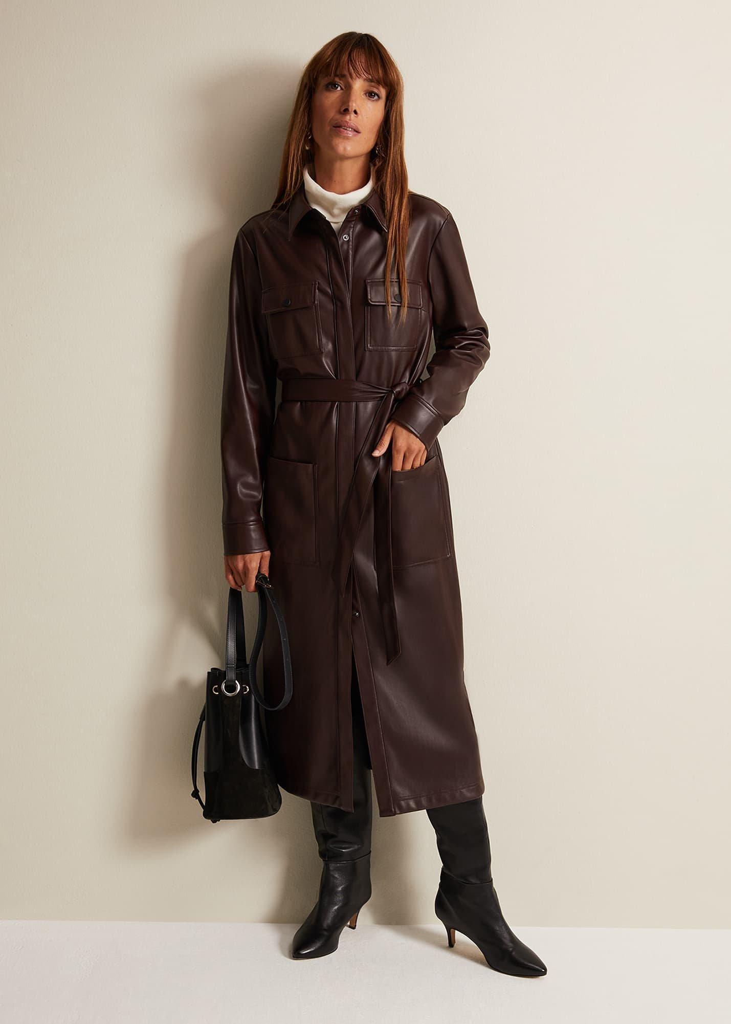 Dila Faux Leather Shirt Midi Dress