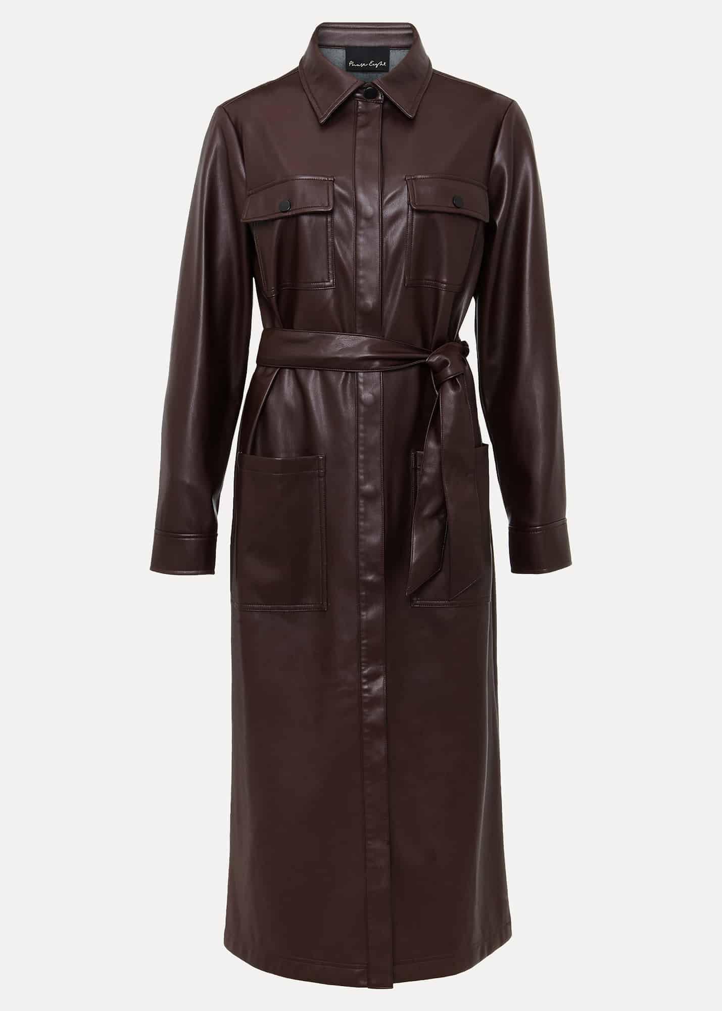 Dila Faux Leather Shirt Midi Dress