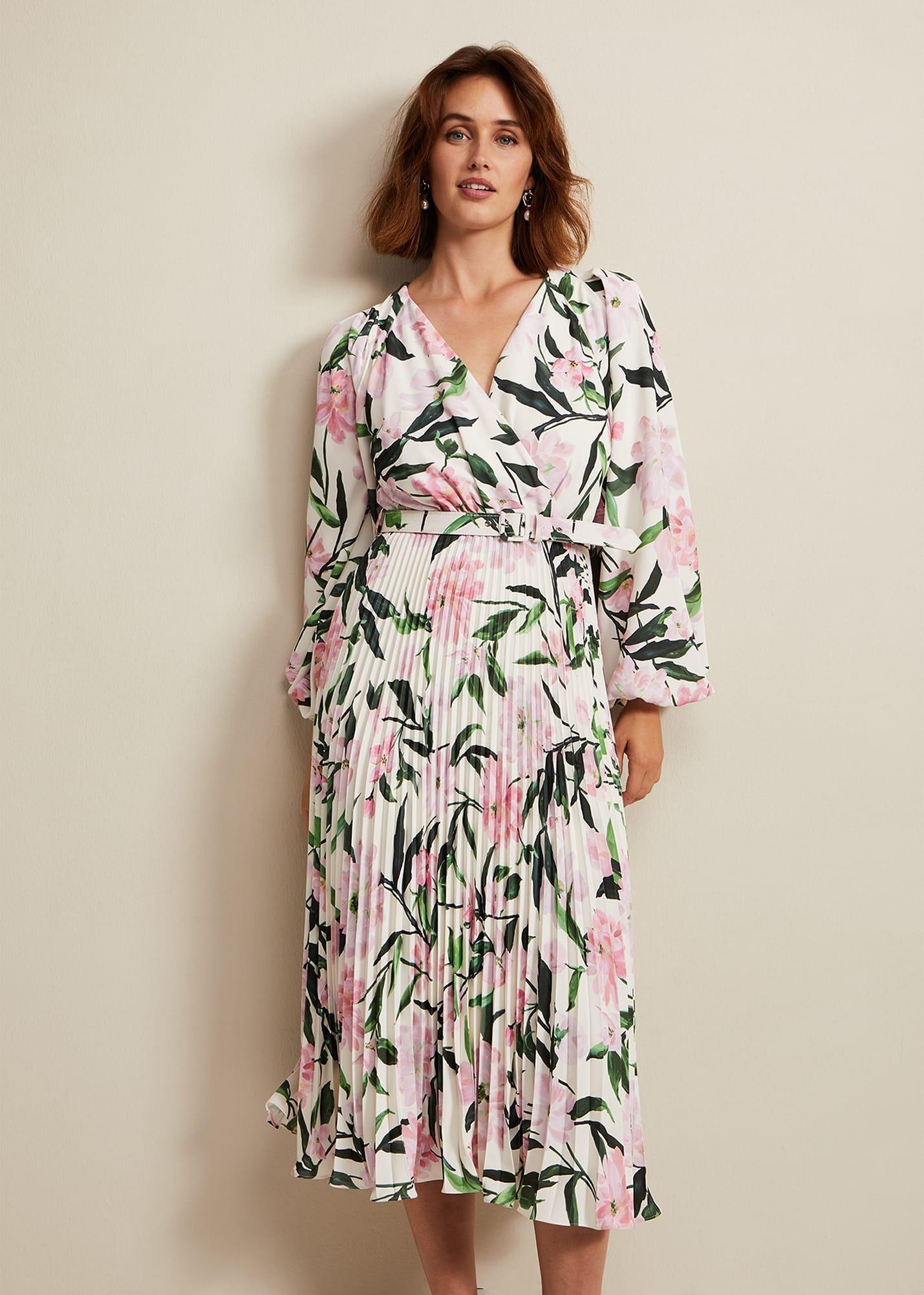 Penny Floral Pleat Midi Dress