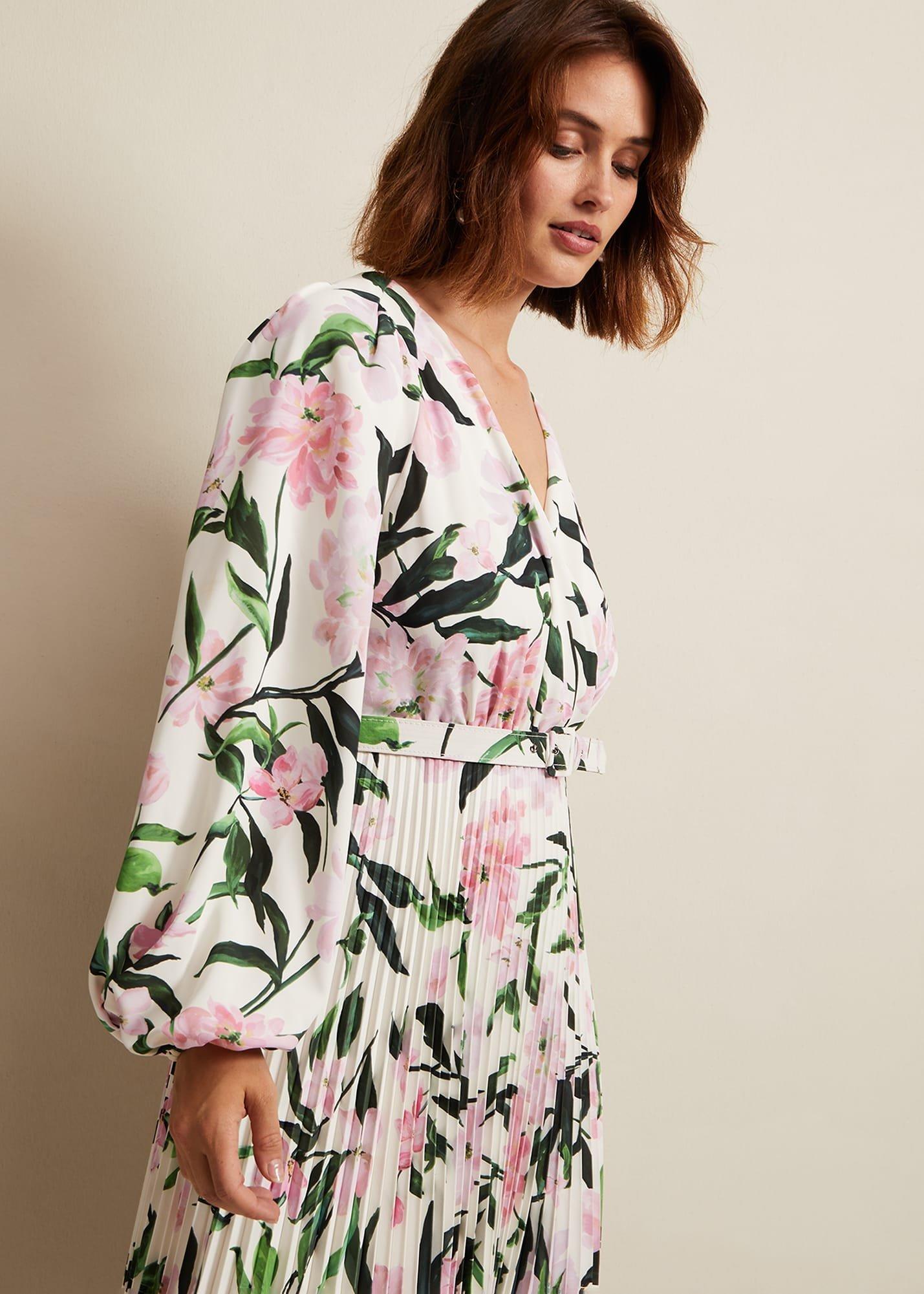 Penny Floral Pleat Midi Dress