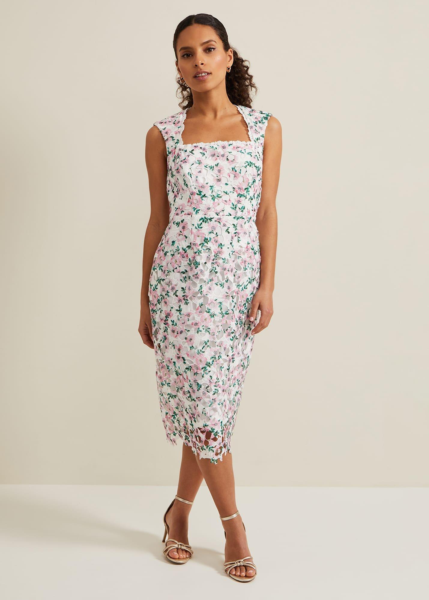 Petite Diana Floral Lace Midi Dress