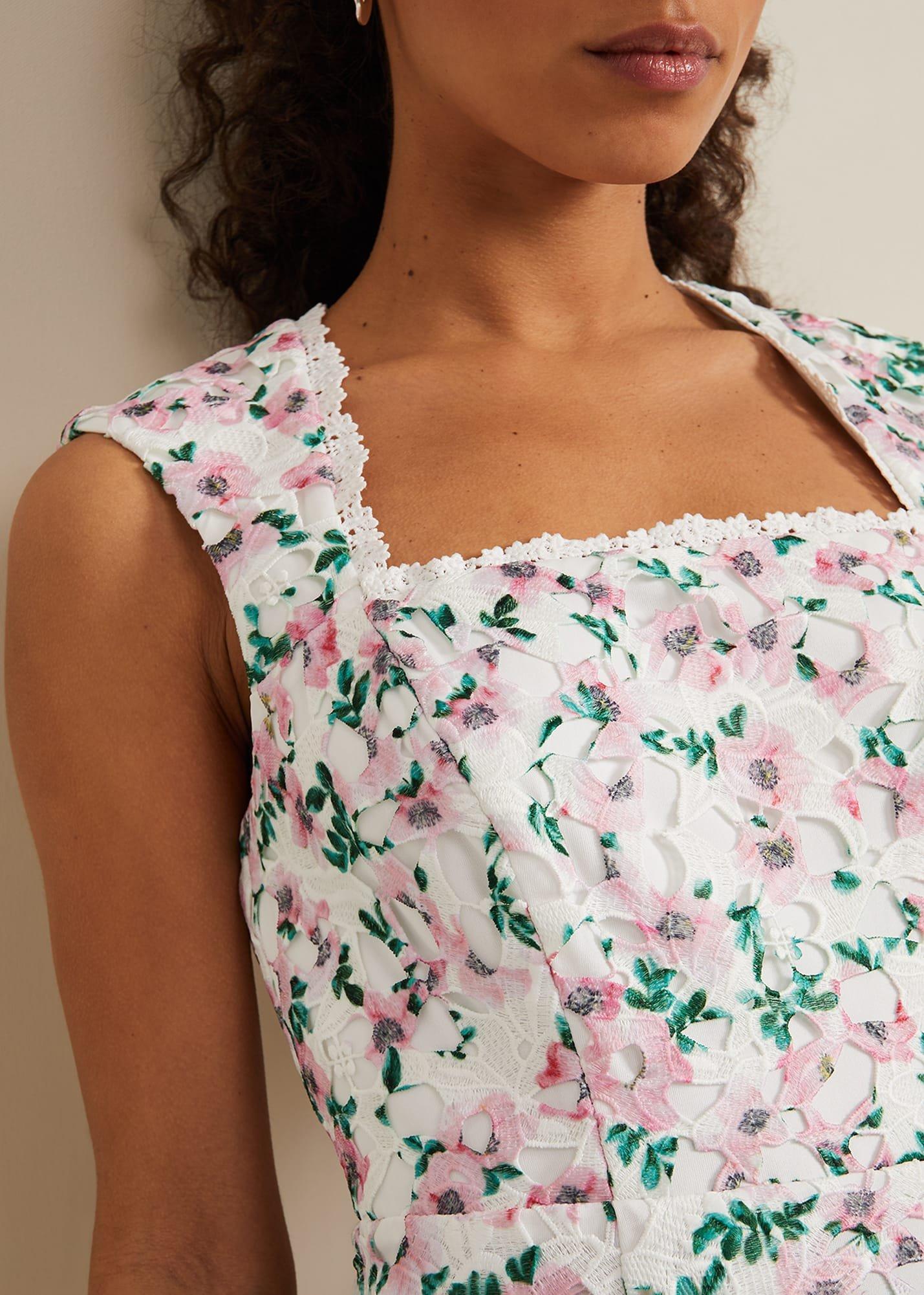 Petite Diana Floral Lace Midi Dress