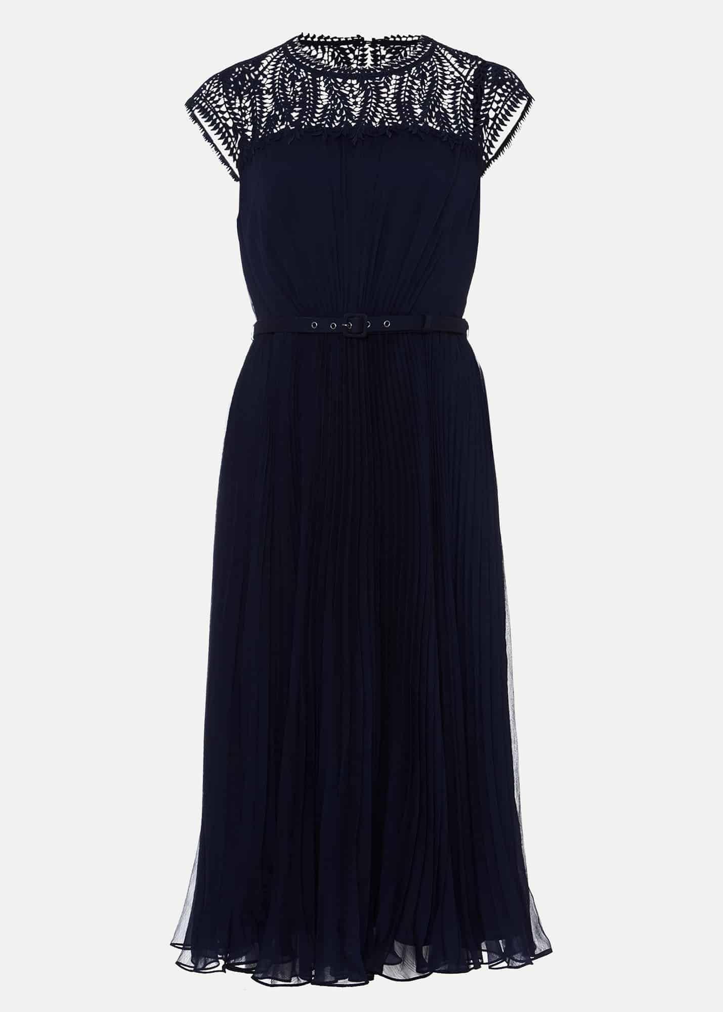 Makaela Pleat Embroidered Dress