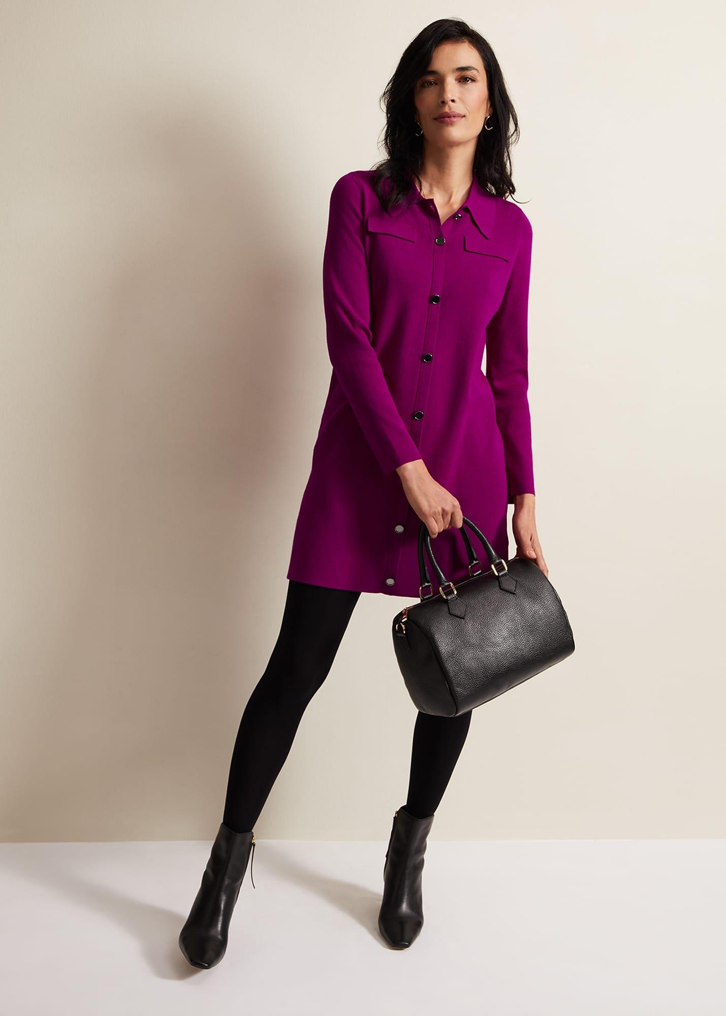 Azealia Fine Knit Collared Tunic Dress