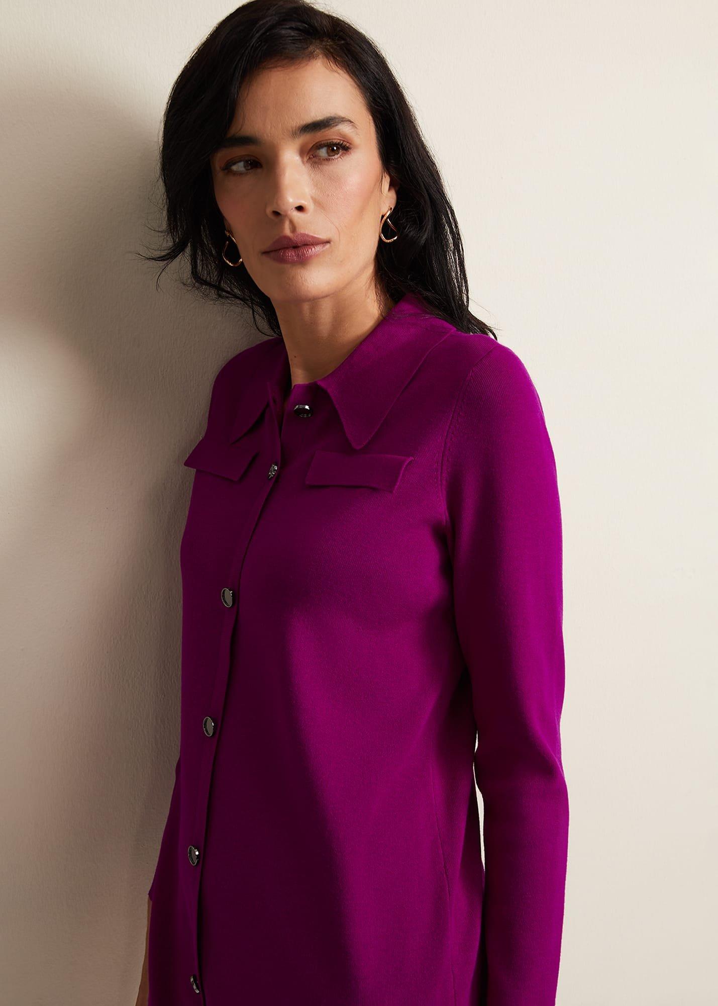 Azealia Fine Knit Collared Tunic Dress