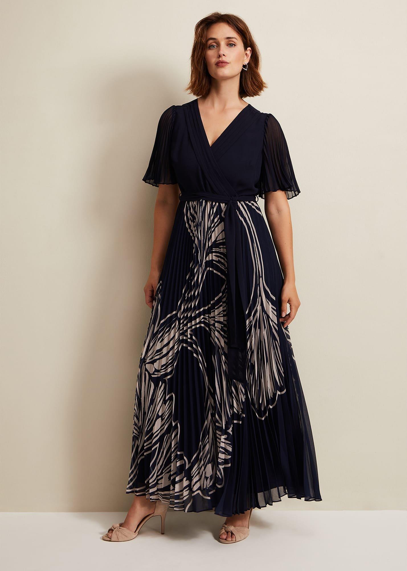 Abigail Printed Pleat Midaxi Dress