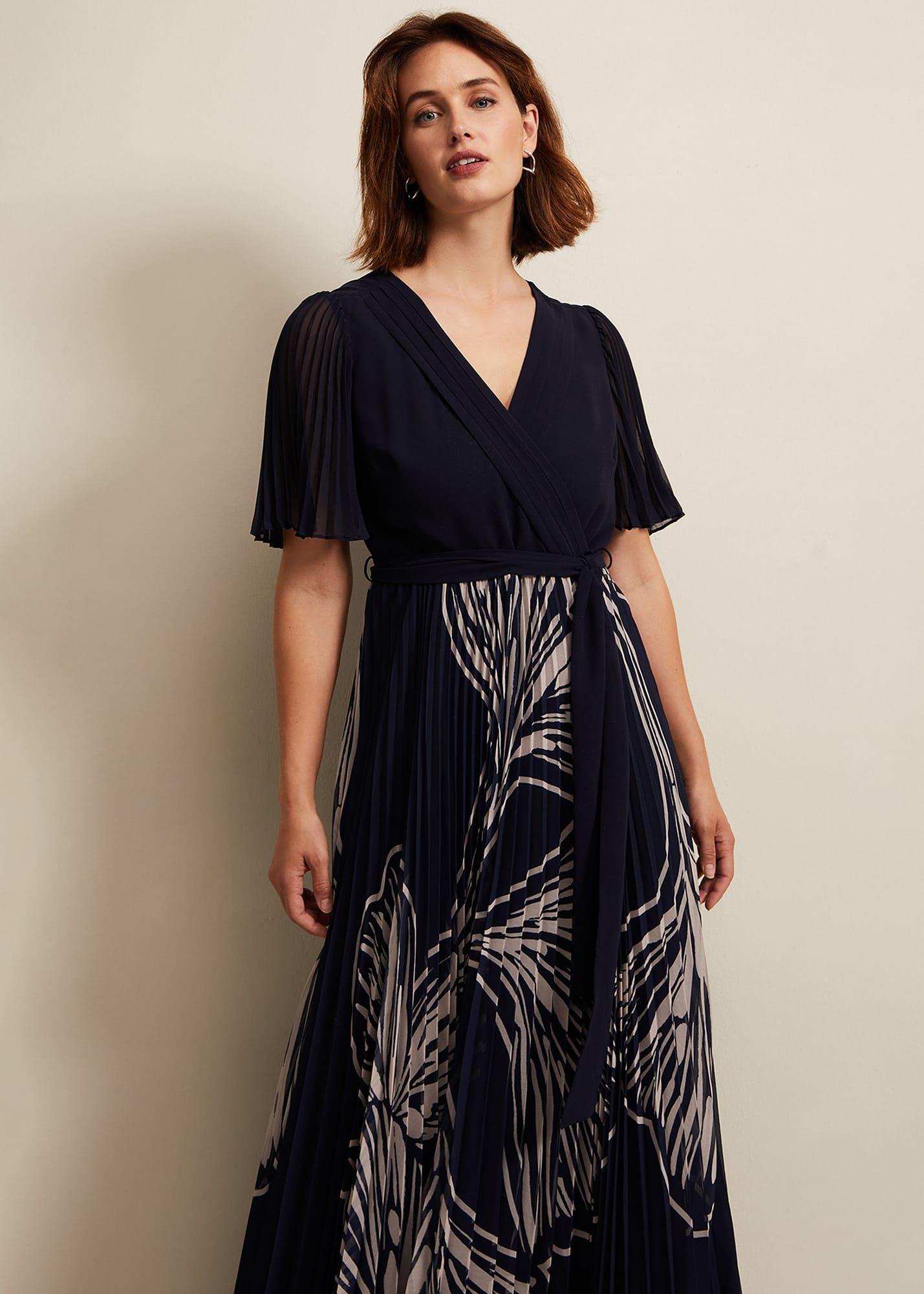 Abigail Printed Pleat Midaxi Dress
