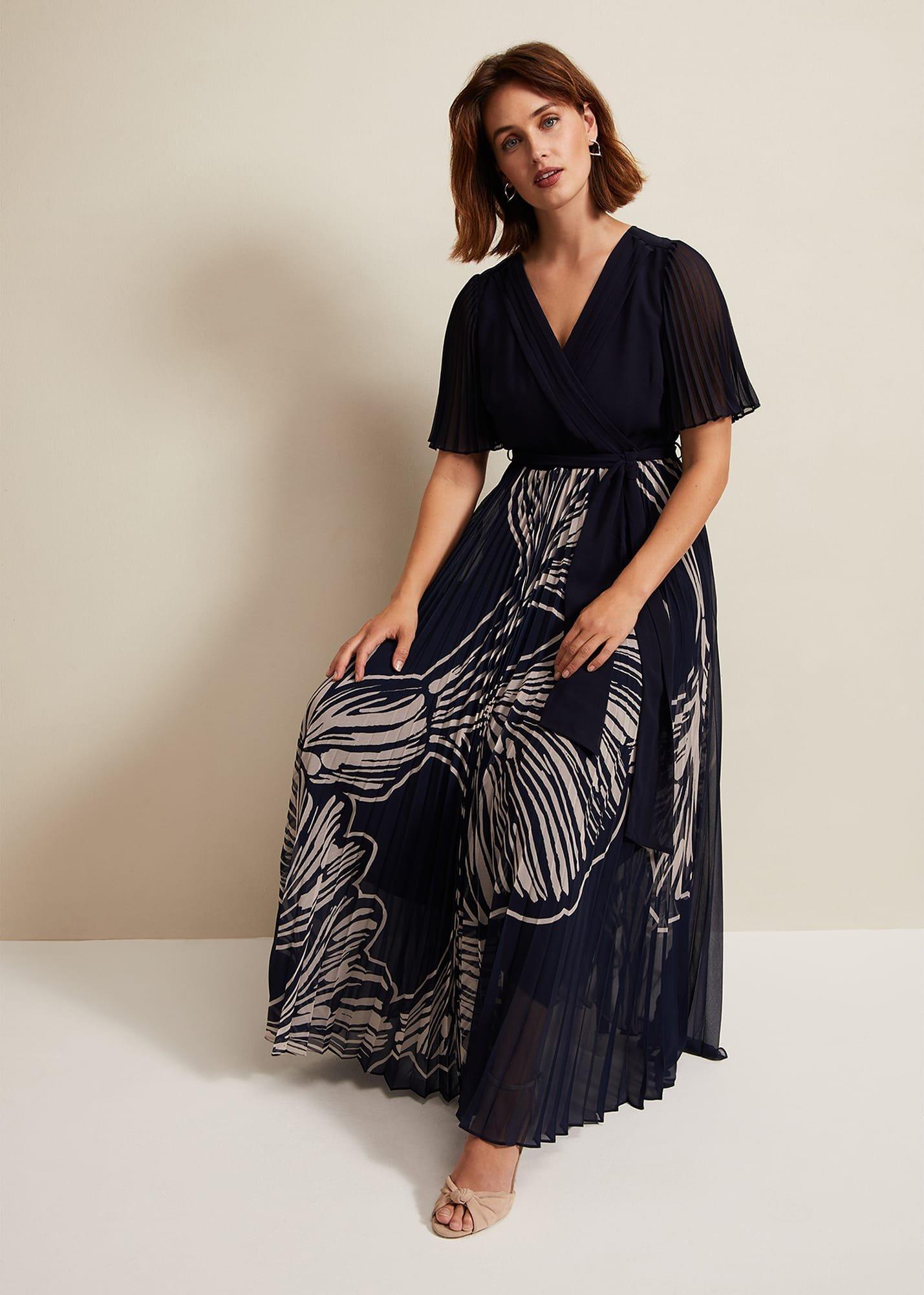 Abigail Printed Pleat Midaxi Dress