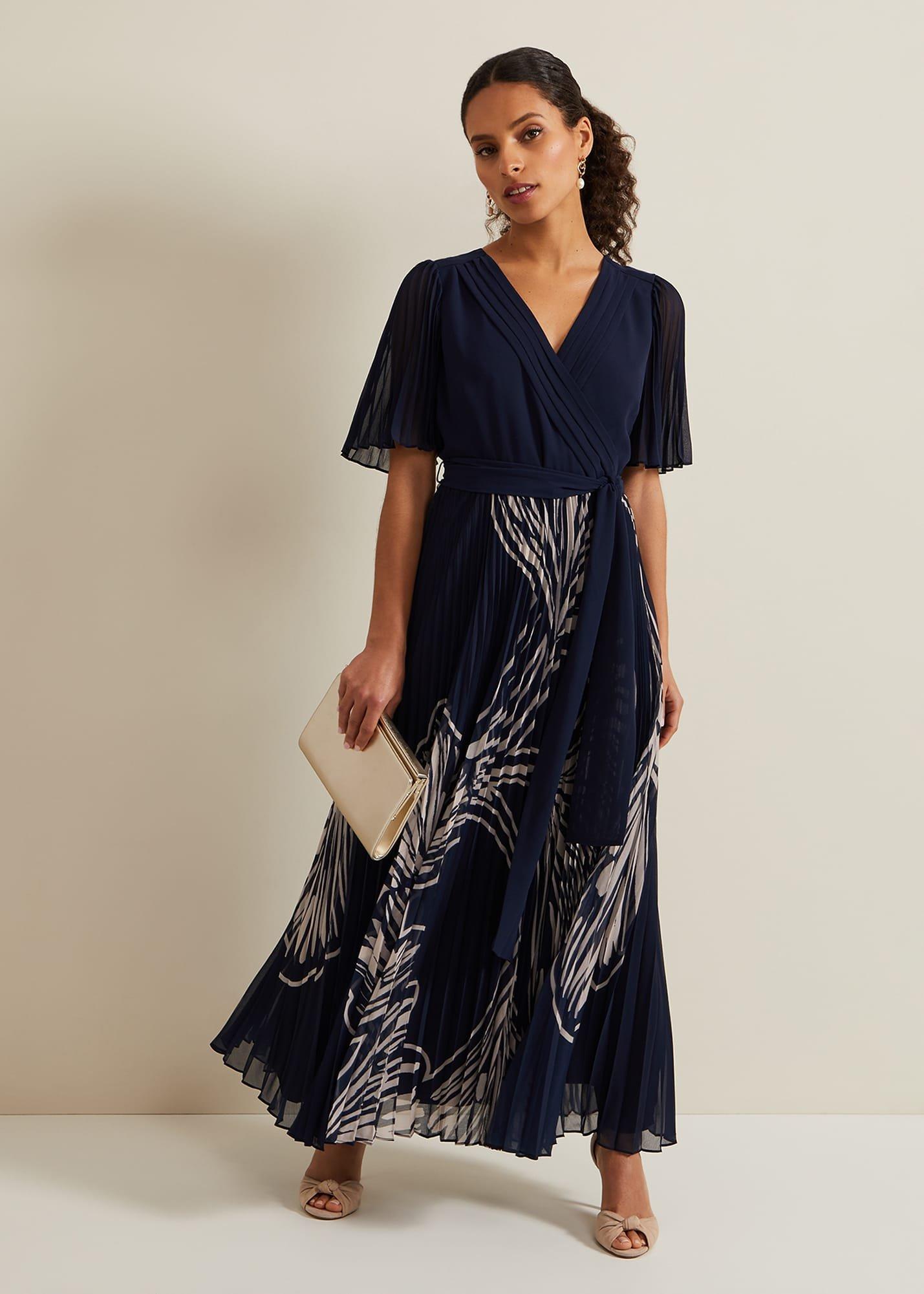 Petite Abigail Printed Pleat Midaxi Dress