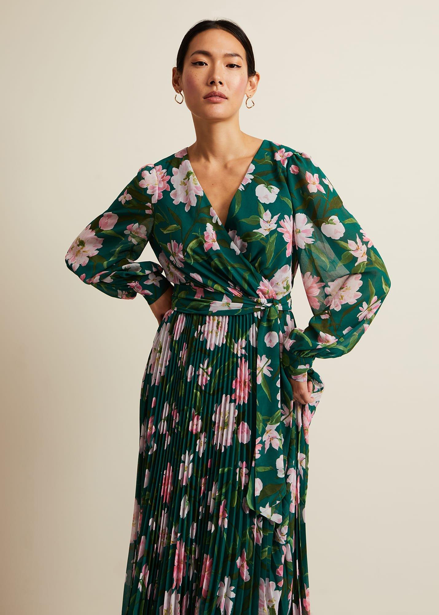 Rosa Floral Pleat Maxi Dress