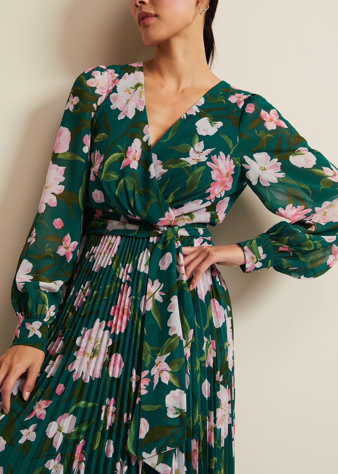 Rosa Floral Pleat Maxi Dress