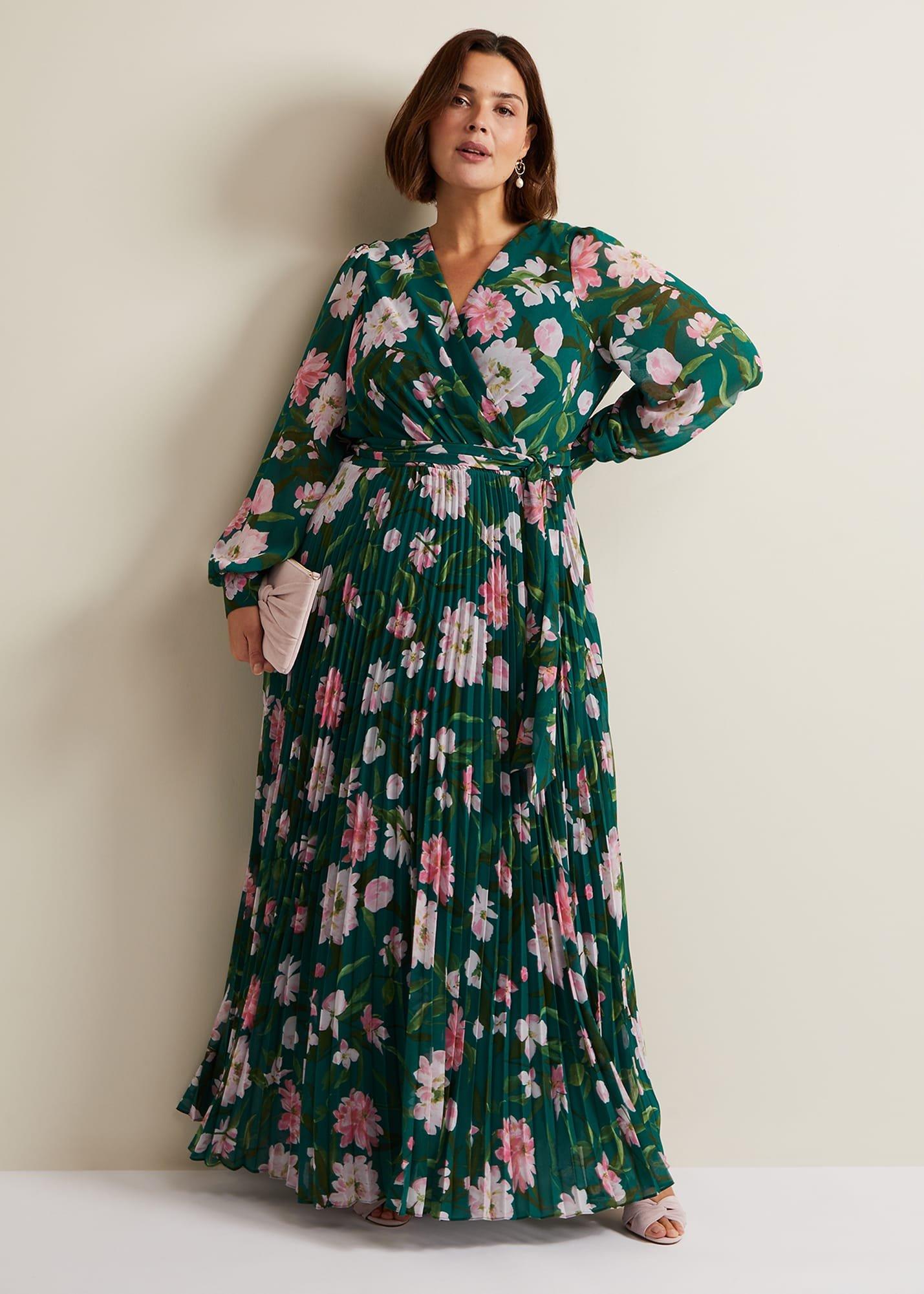Rosa Floral Pleat Maxi Dress