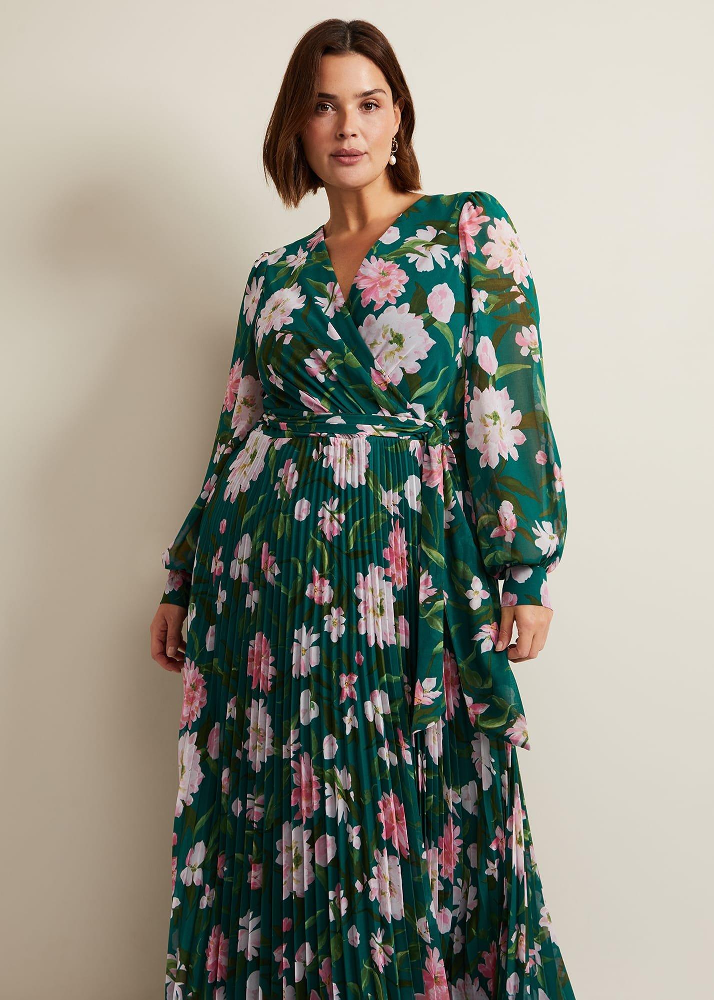 Rosa Floral Pleat Maxi Dress
