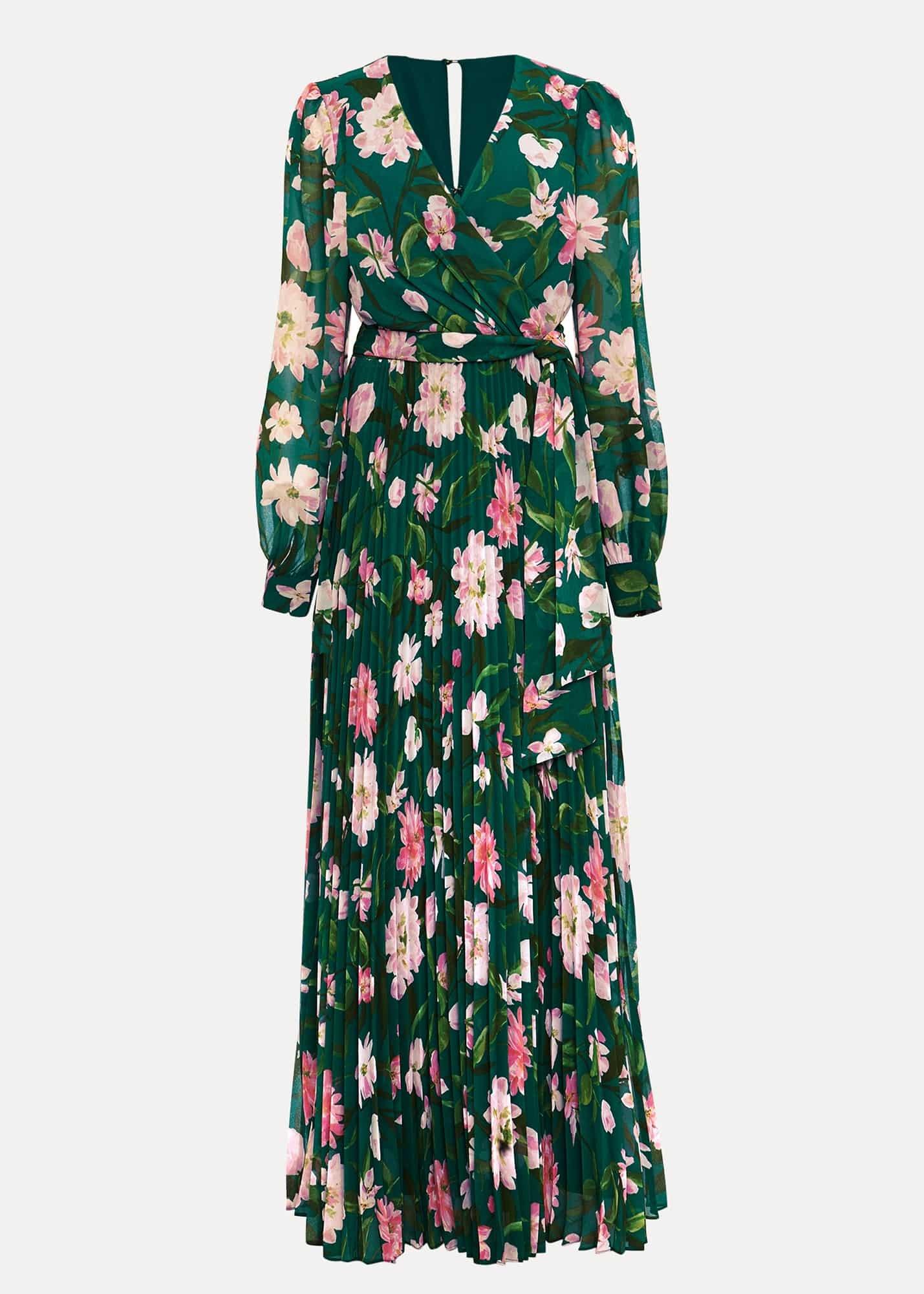 Rosa Floral Pleat Maxi Dress
