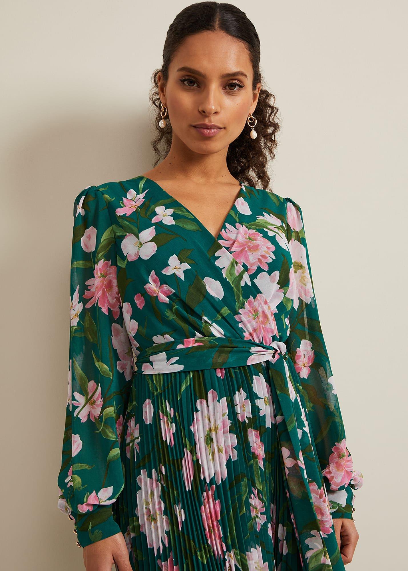 Petite Rosa Floral Pleat Maxi Dress