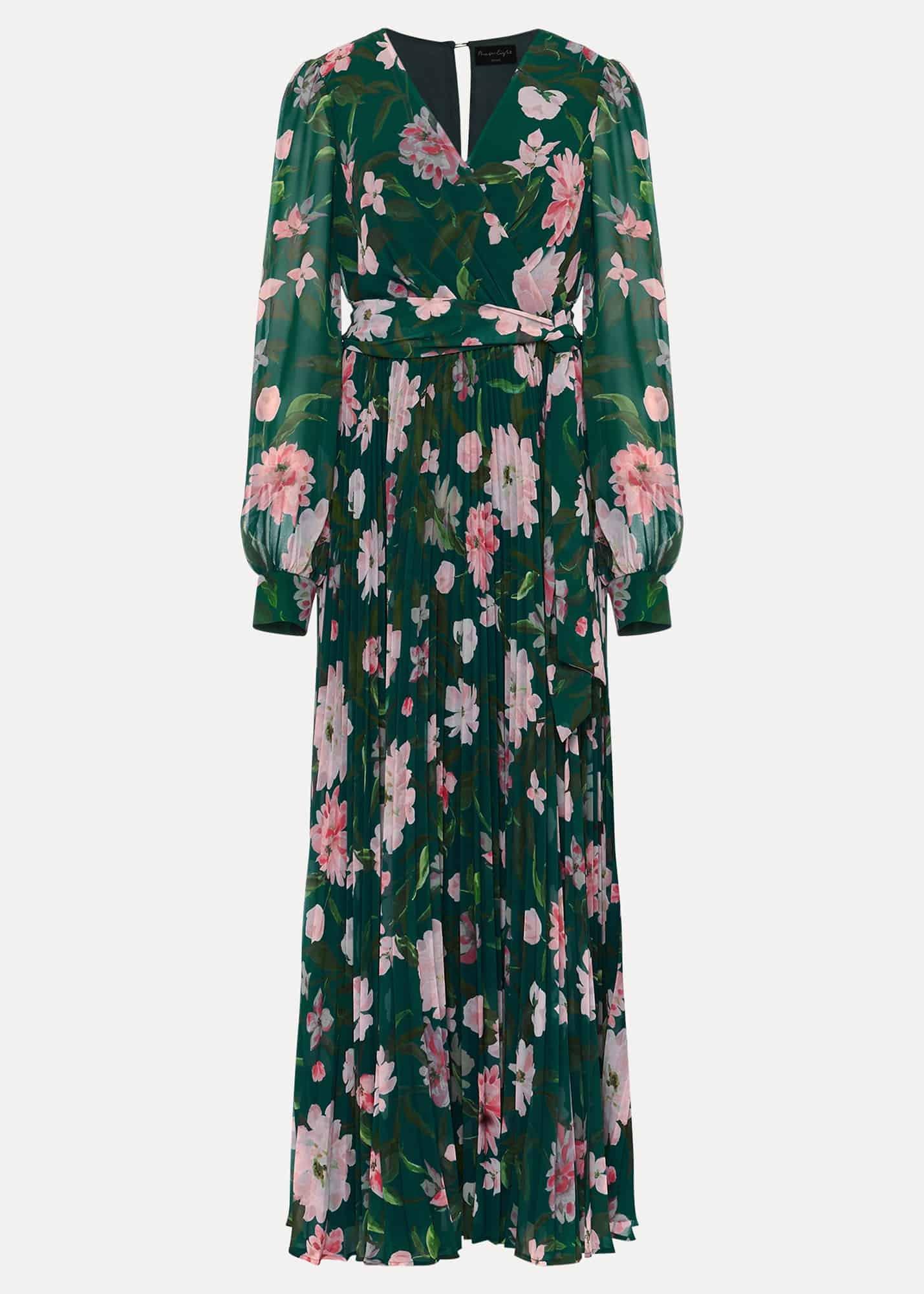 Petite Rosa Floral Pleat Maxi Dress