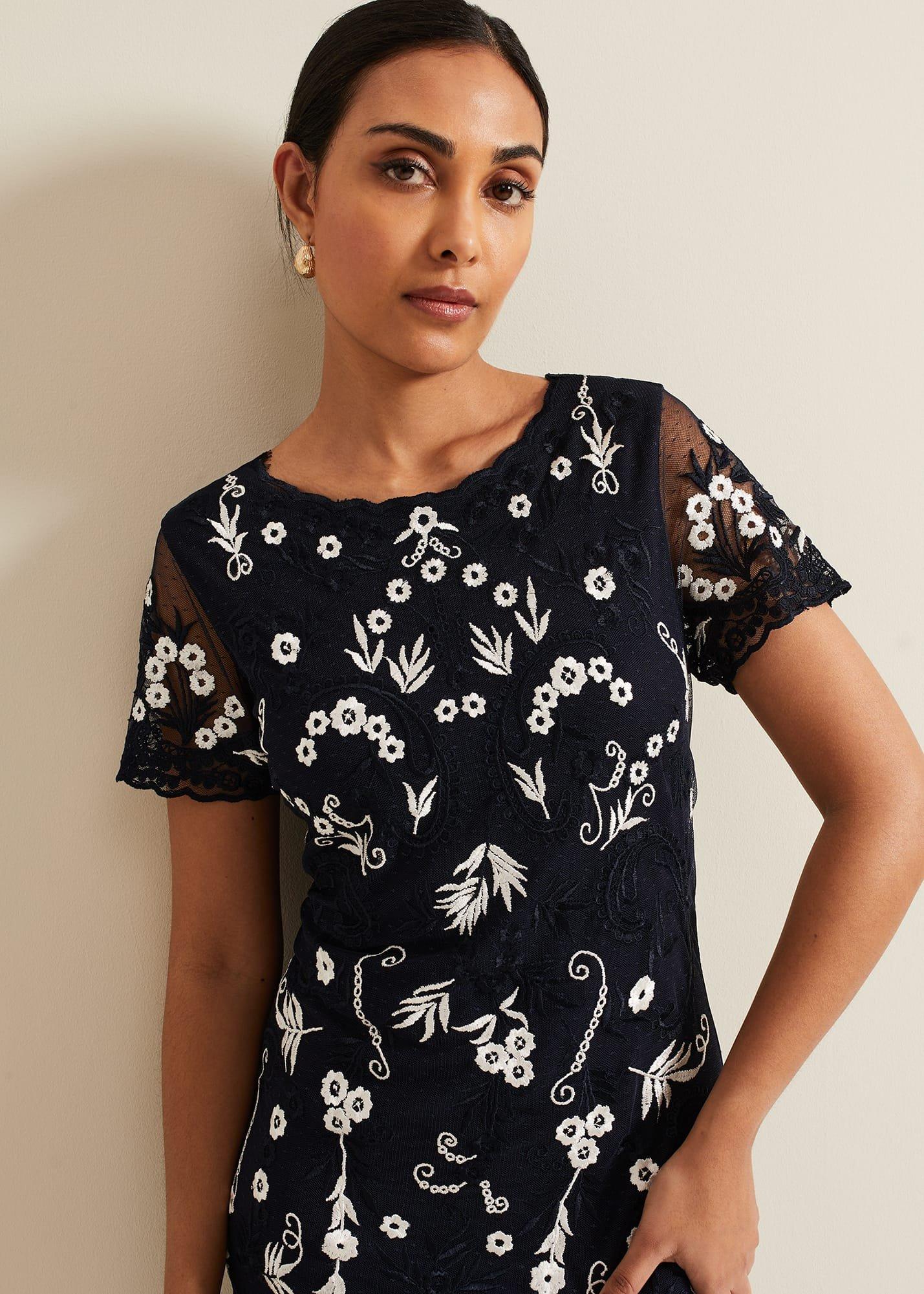 Petite Florisa Embroidered Dress