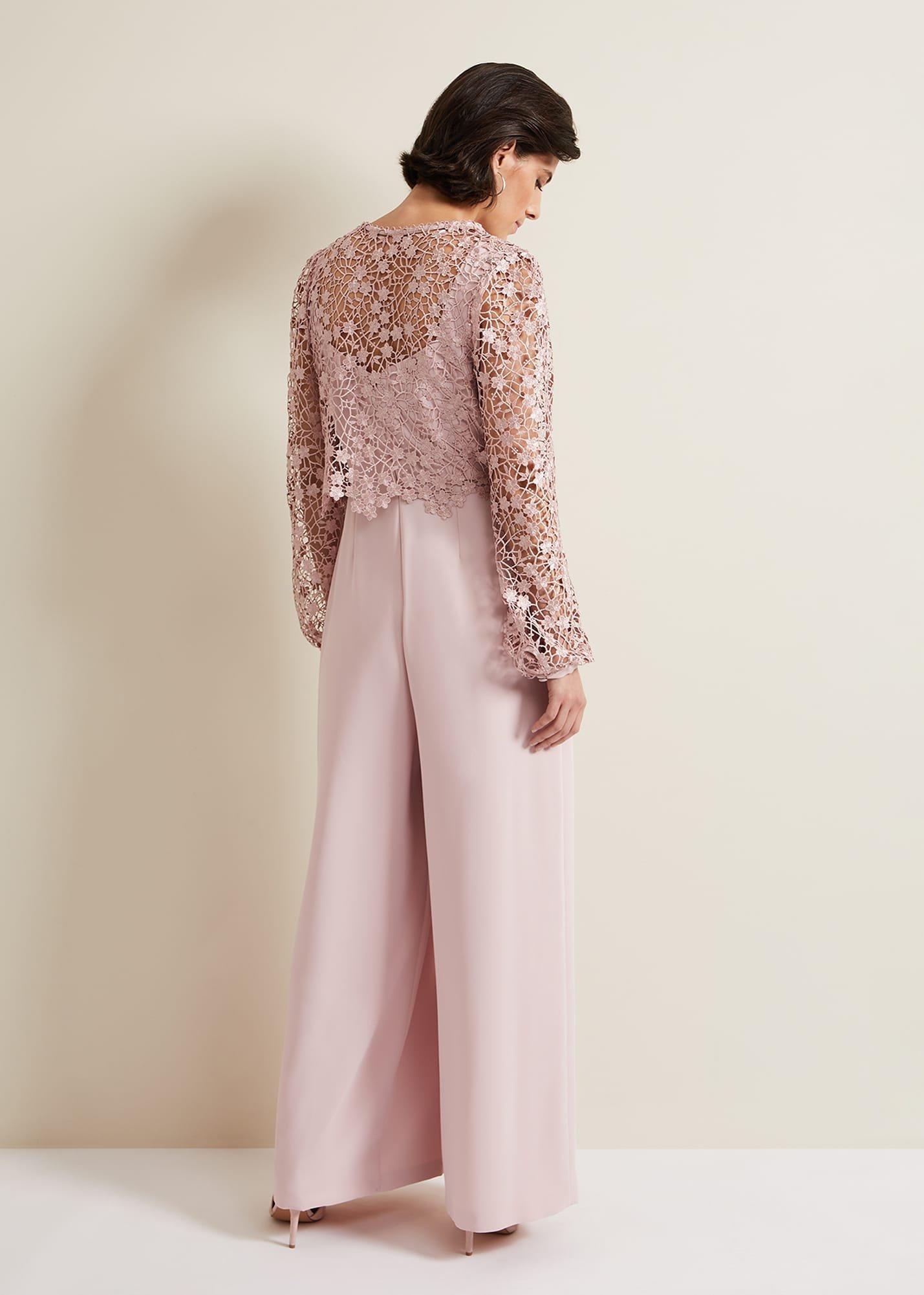 Mariposa Pale Pink Lace Jumpsuit