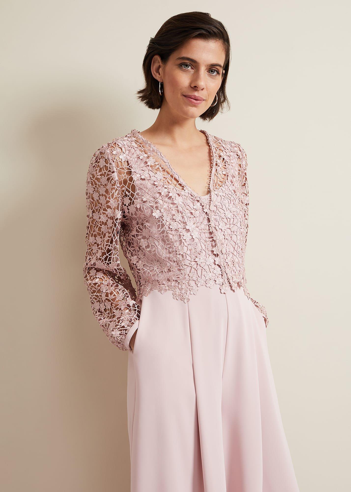 Mariposa Pale Pink Lace Jumpsuit