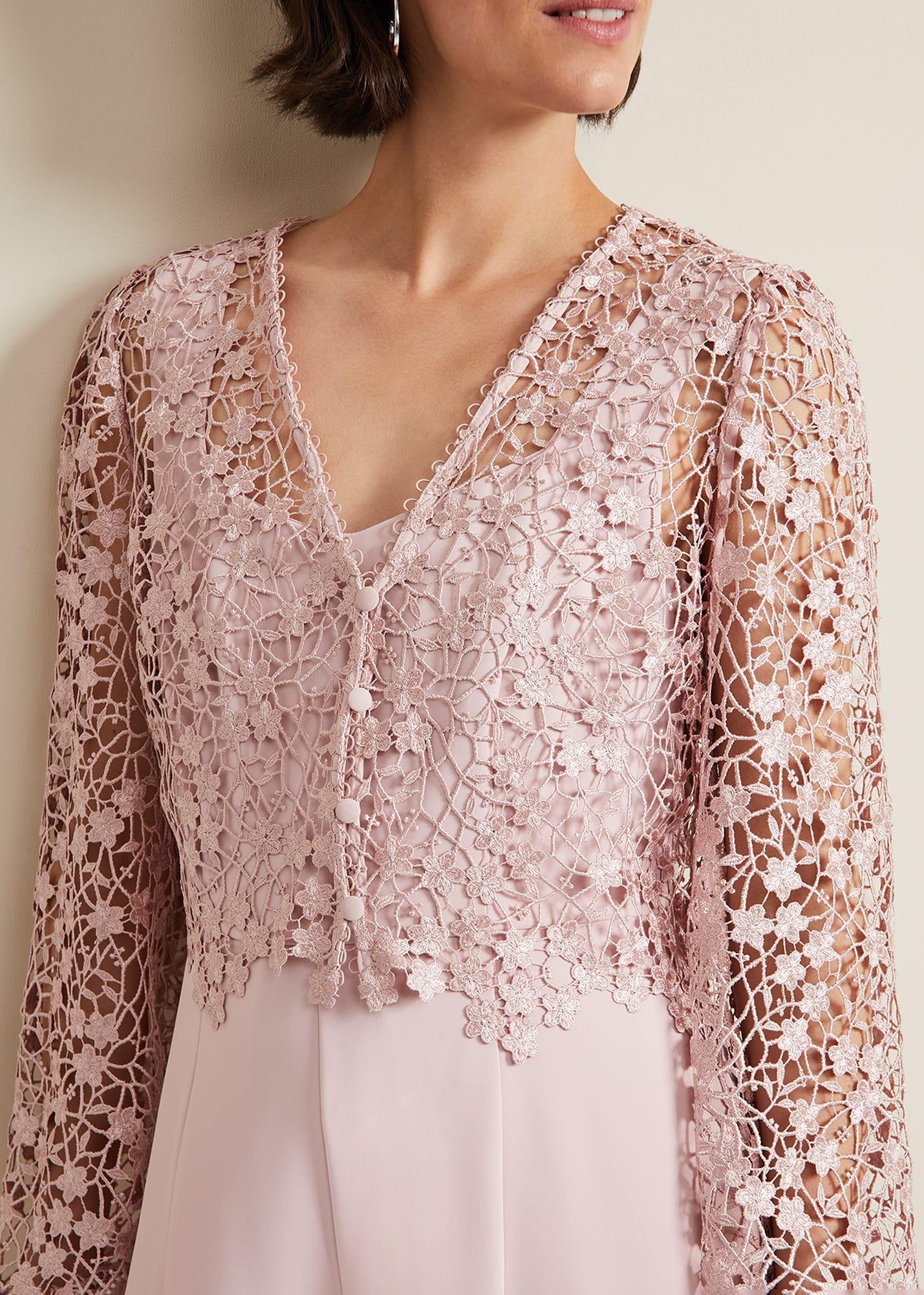 Mariposa Pale Pink Lace Jumpsuit