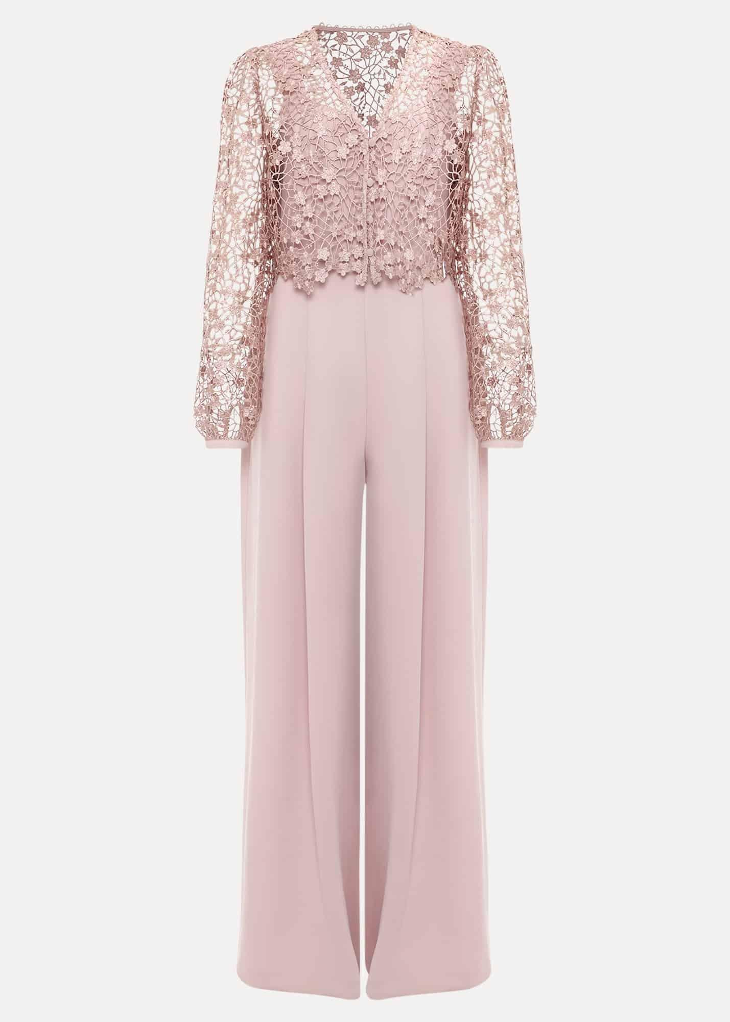 Mariposa Pale Pink Lace Jumpsuit