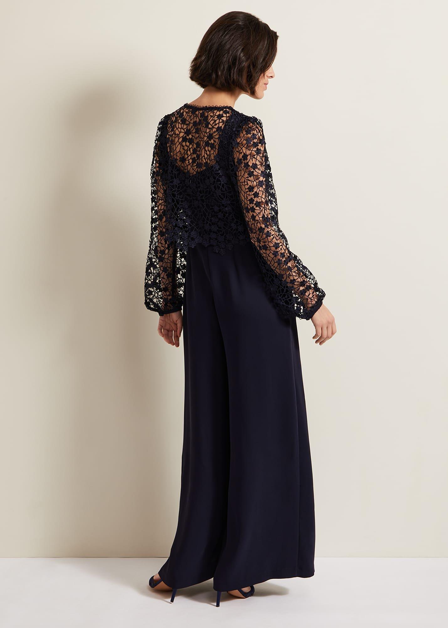Mariposa Navy Lace Jumpsuit