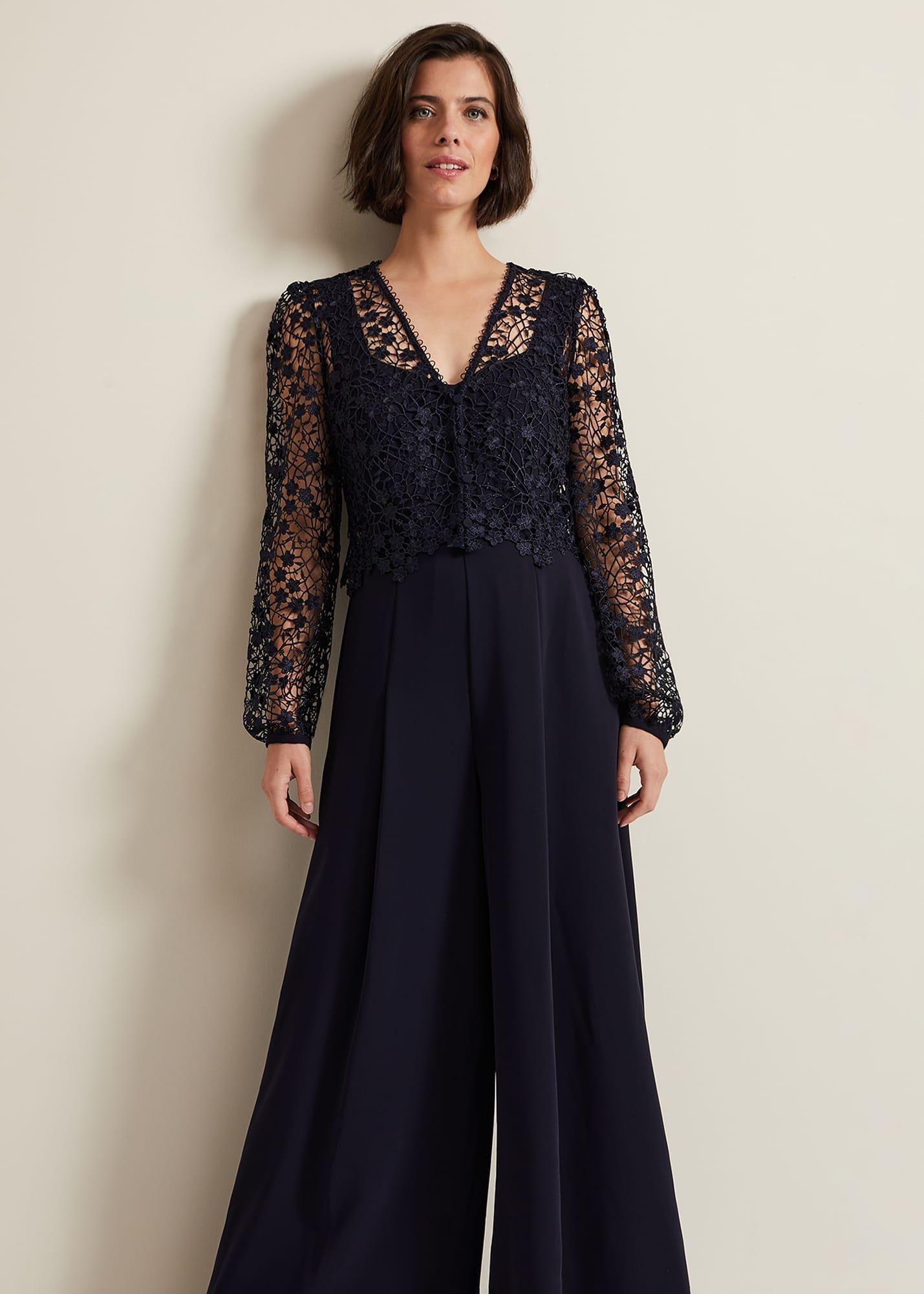 Mariposa Navy Lace Jumpsuit