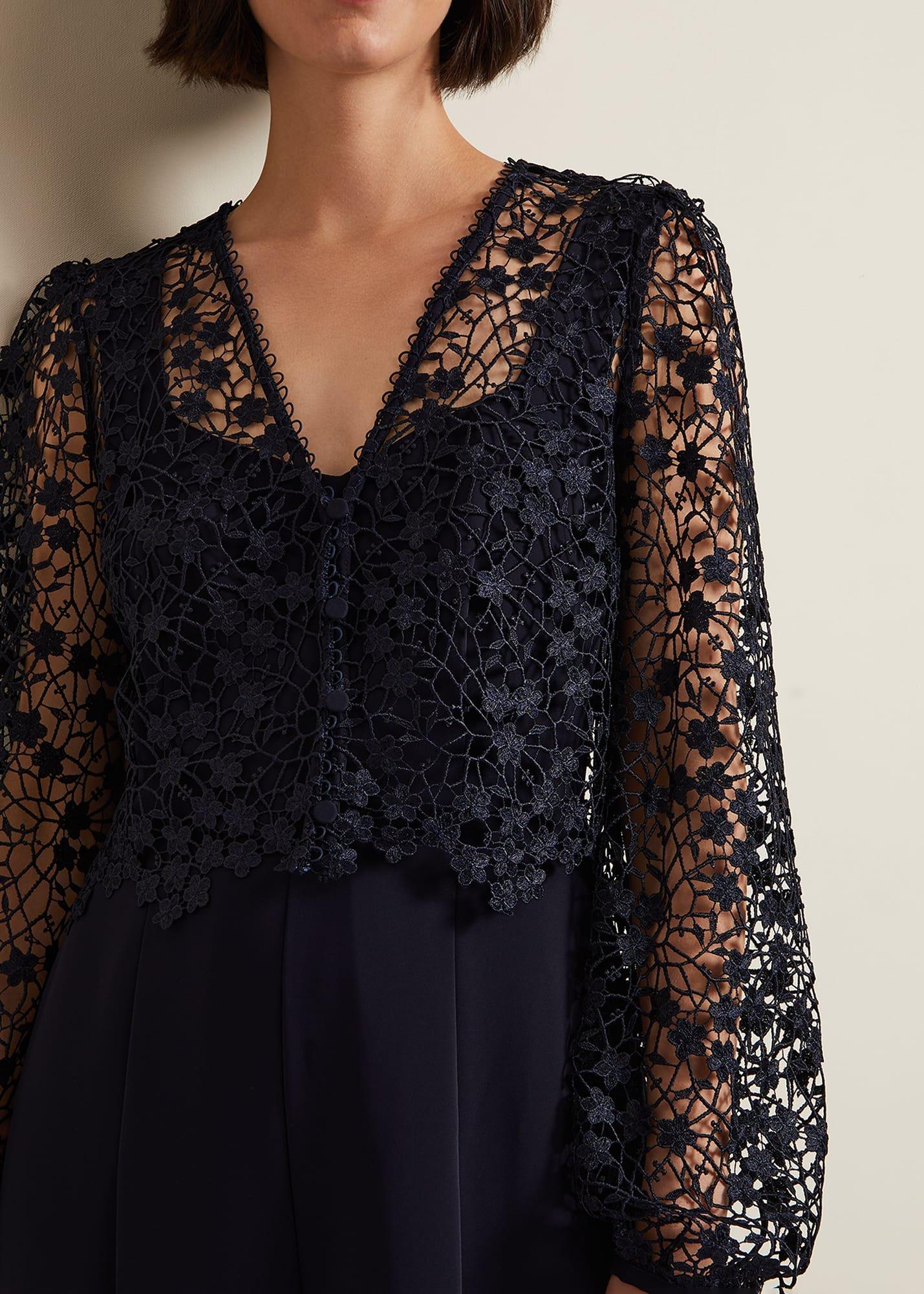 Mariposa Navy Lace Jumpsuit
