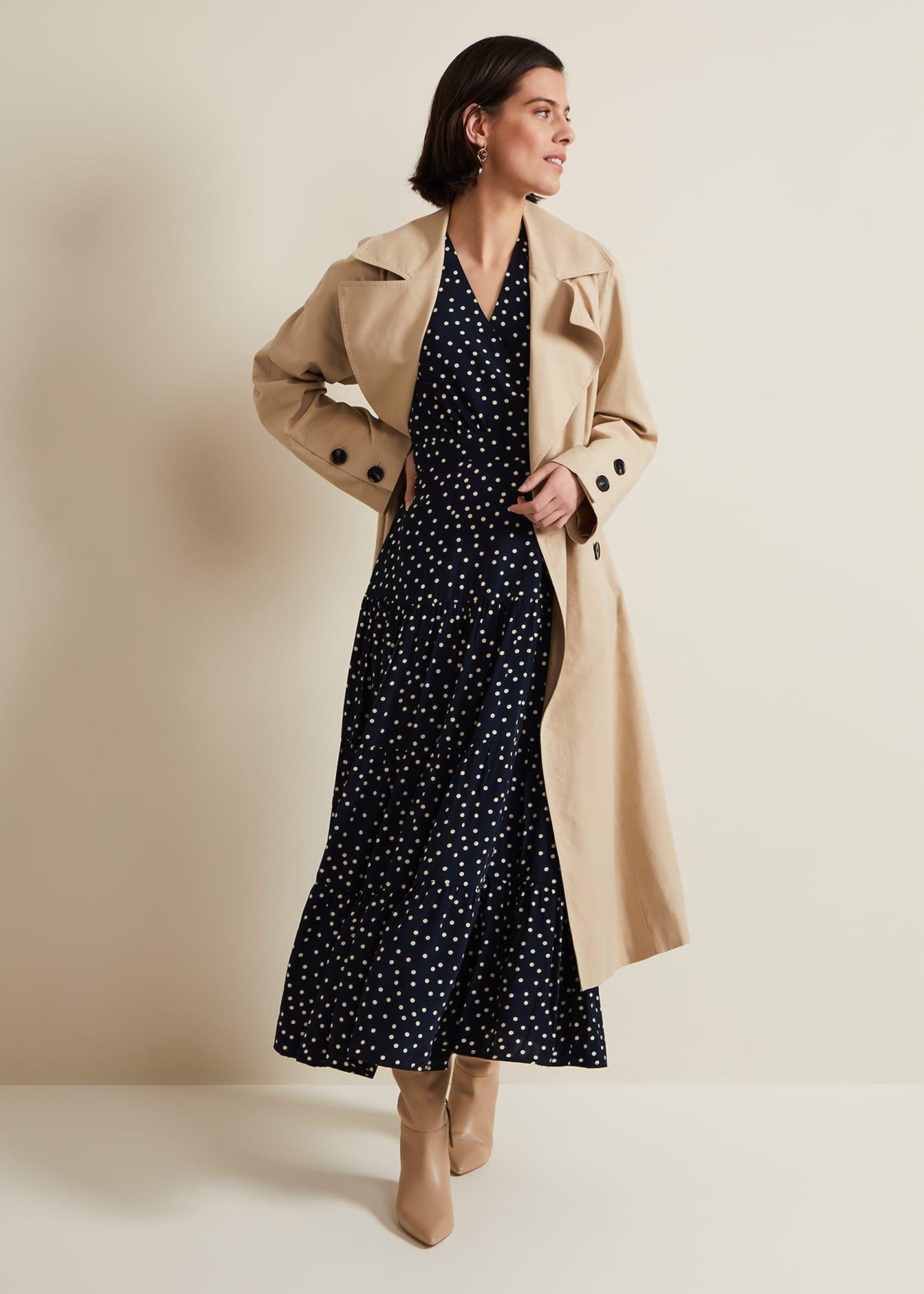  Jenna Black Spot Wrap Midaxi Dress