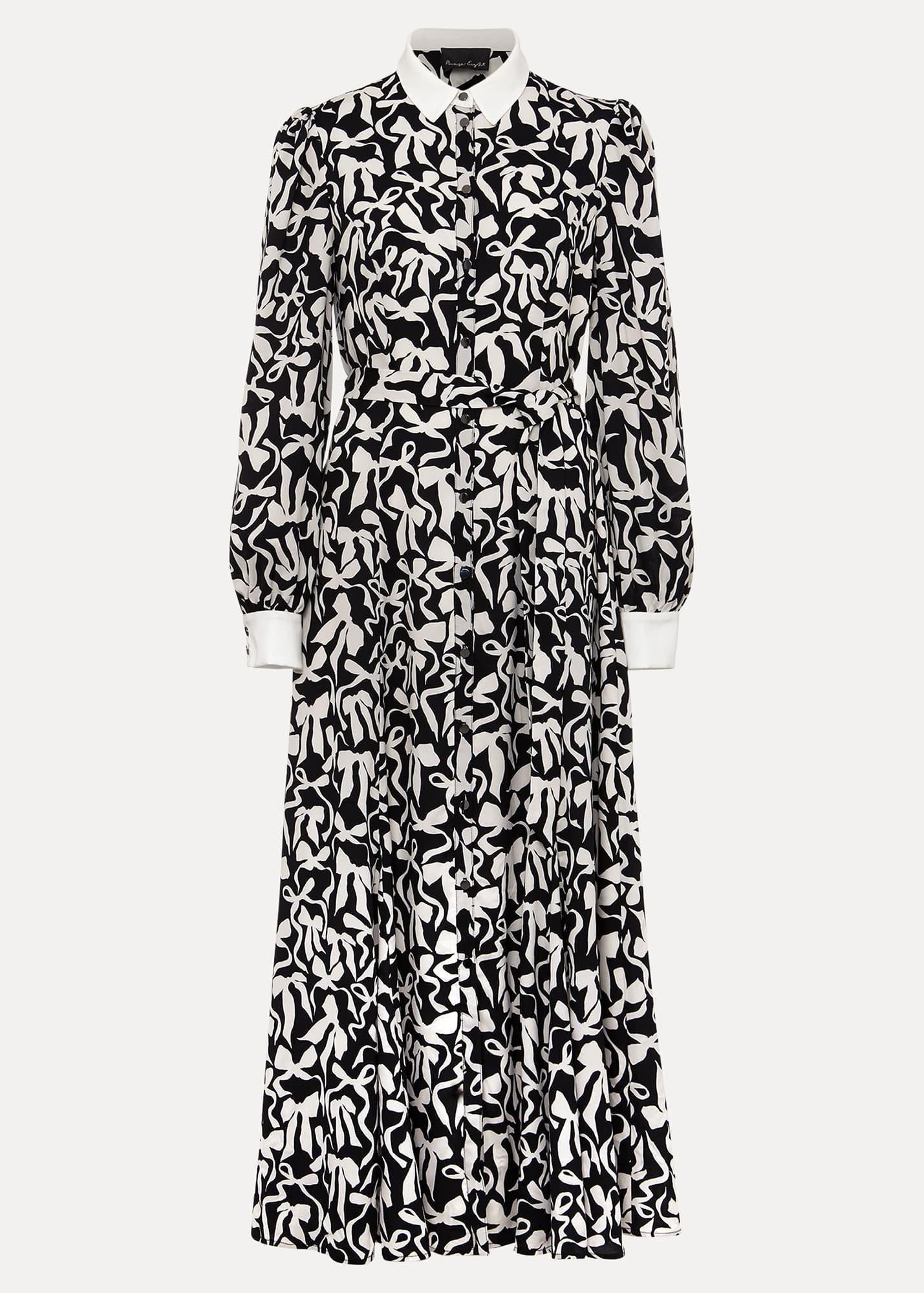 Bonnie Black Bow Shirt Midi Dress