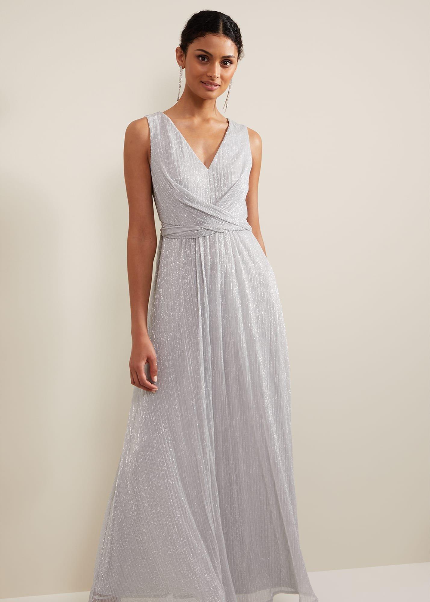 Artemis Plisse Shimmer Maxi Dress