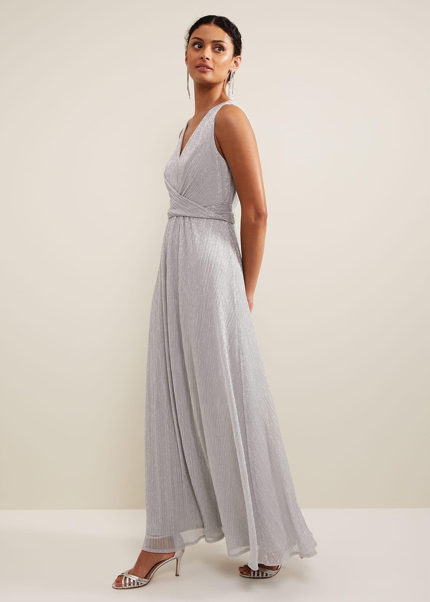 Artemis Plisse Shimmer Maxi Dress