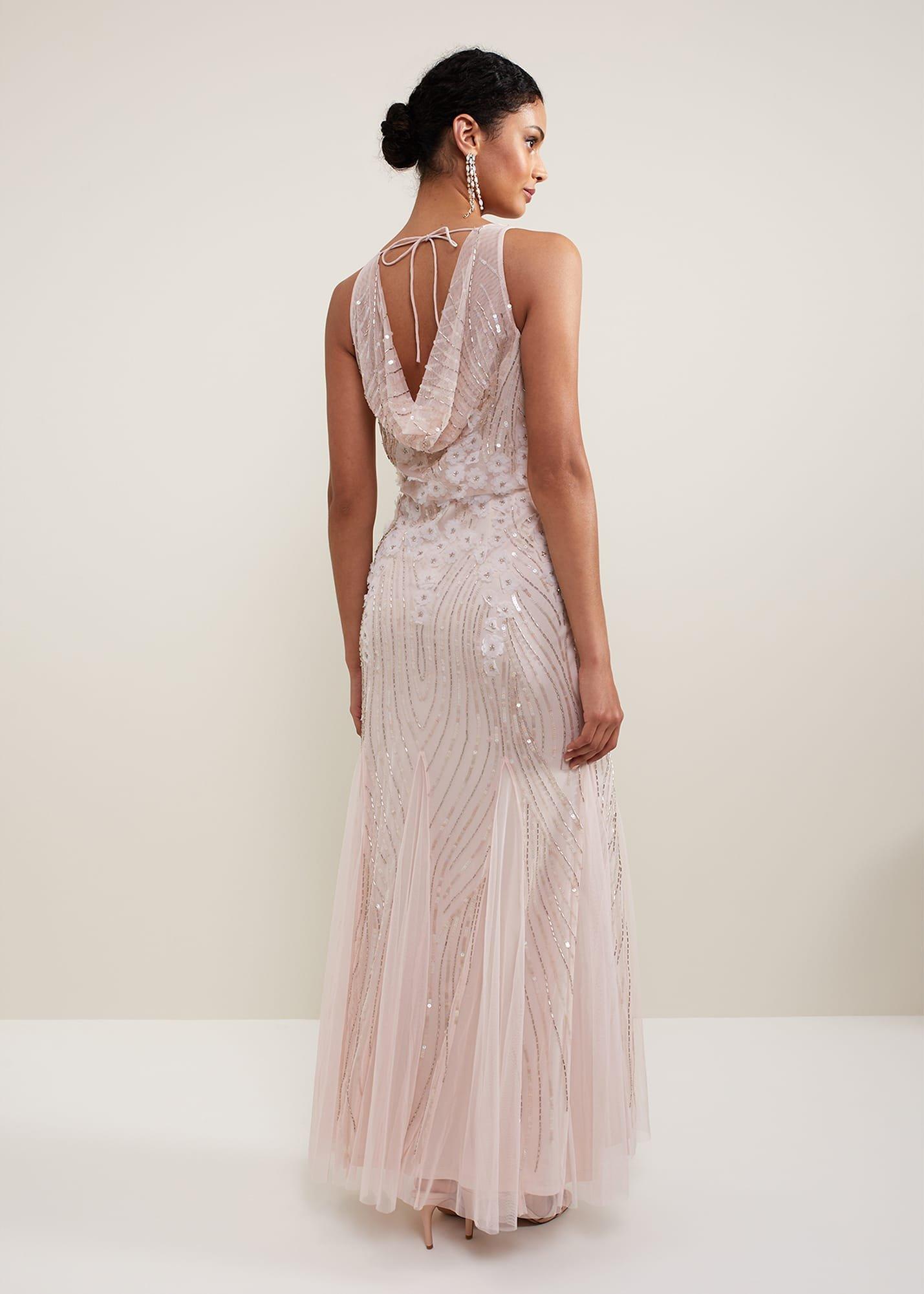Lexi Ditsy Beaded Cowl Maxi Dress
