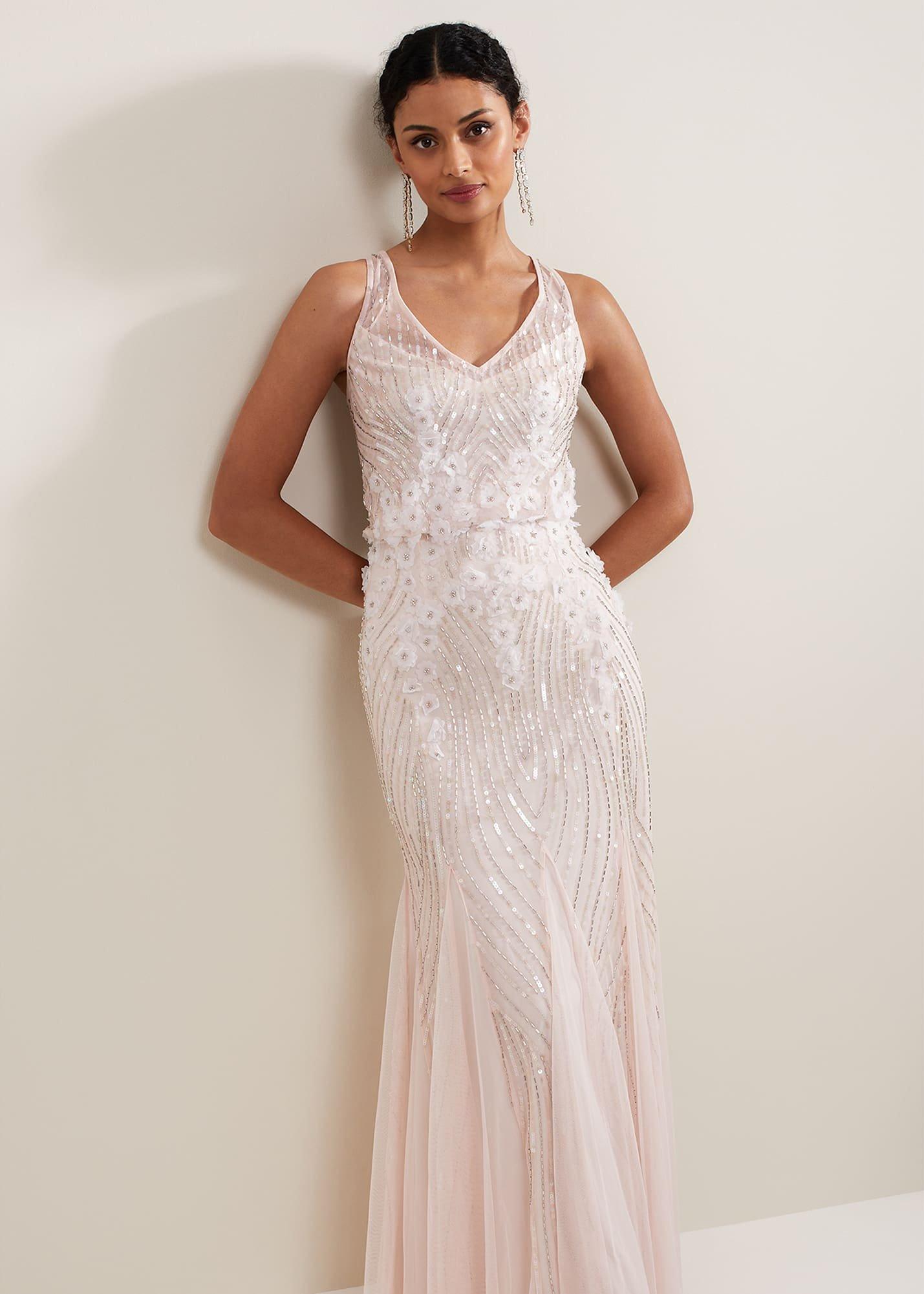 Lexi Ditsy Beaded Cowl Maxi Dress