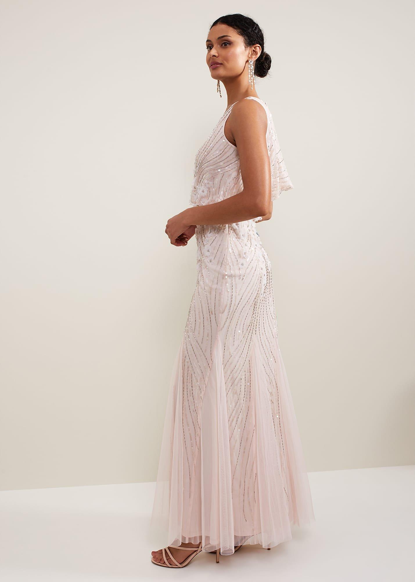Lexi Ditsy Beaded Cowl Maxi Dress