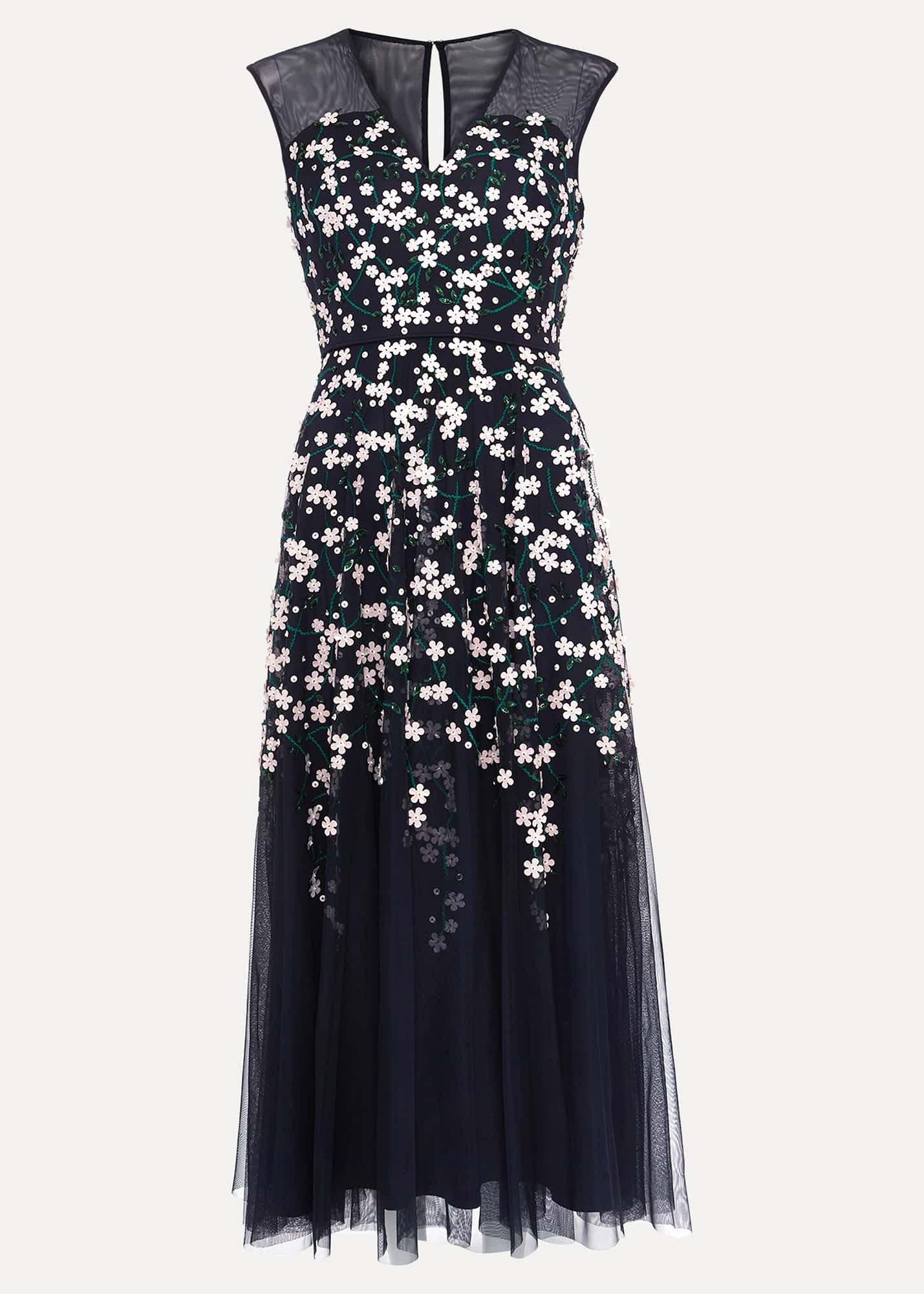 Ellen Blossom Beaded Midi Dress